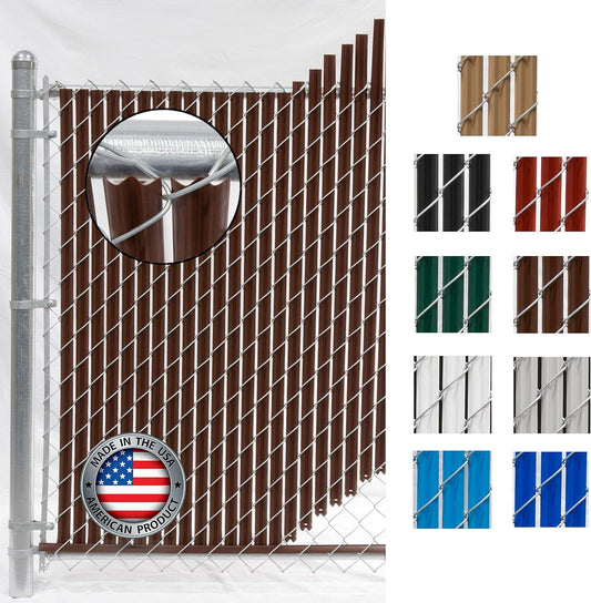 Wave Slat (9 Colors) Single Wall Bottom Locking Privacy Slat for 4', 5', 6', 7' and 8' Chain Link Fence (4 ft, Brown)