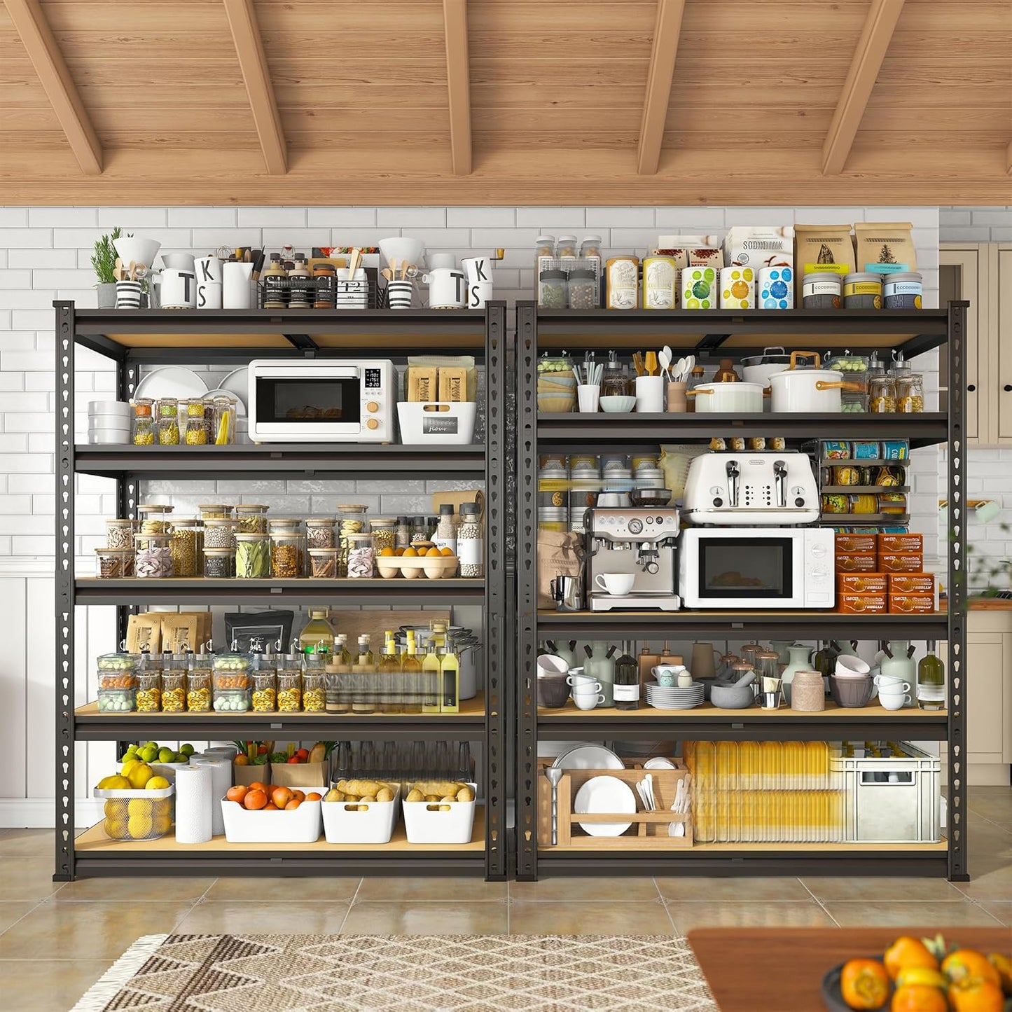 REIBII 2000LBS Garage Shelving Heavy Duty Storage Shelves 72" H Metal Shelving for Garage Shelves Adjustable 5 Tier Metal Shelf for Pantry Closet Kitchen Basement 35.5" W x 72" H x 15.8" D