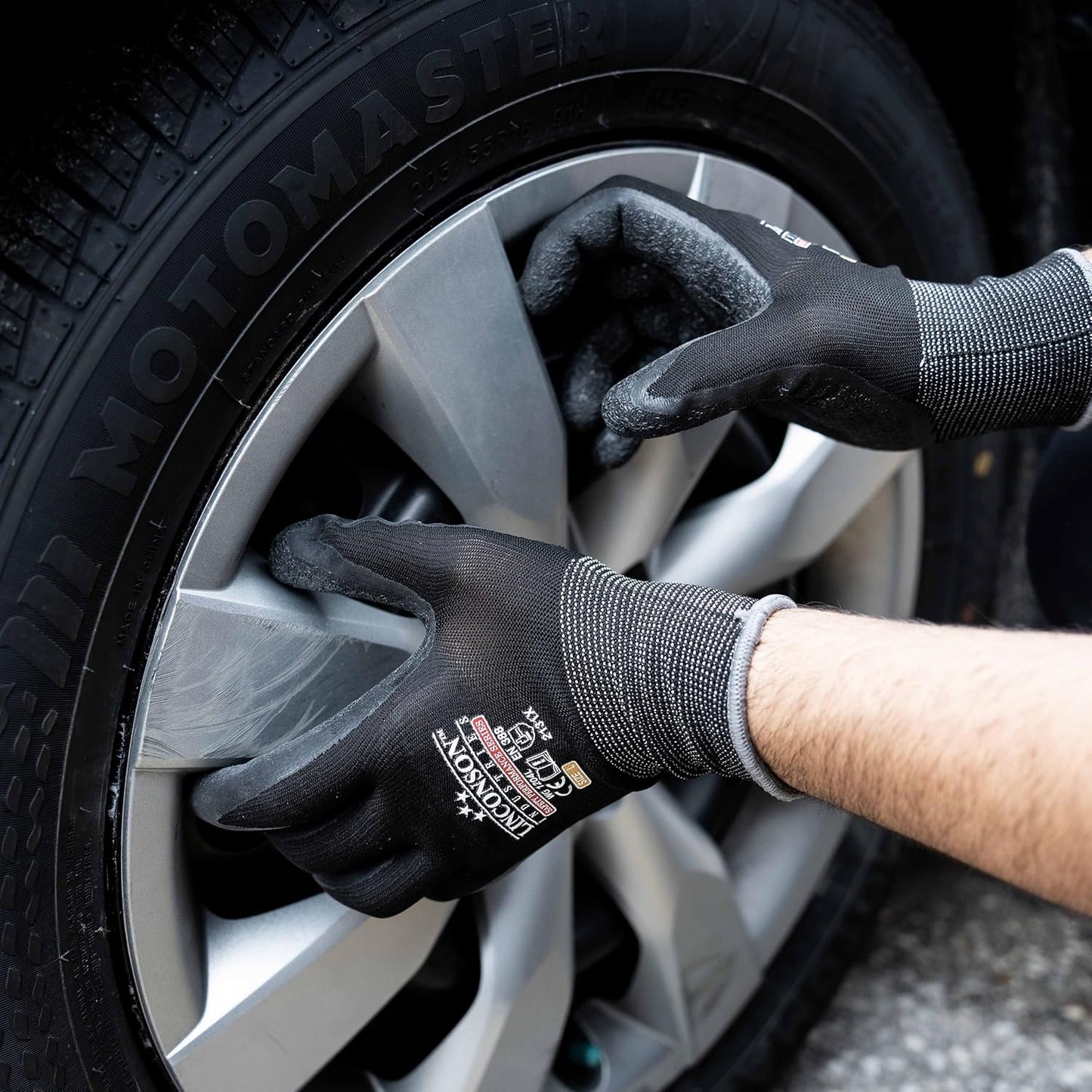 linconson 12 Pack Safety Performance Series Construction Mechanics Wrinkle Latex Work Gloves