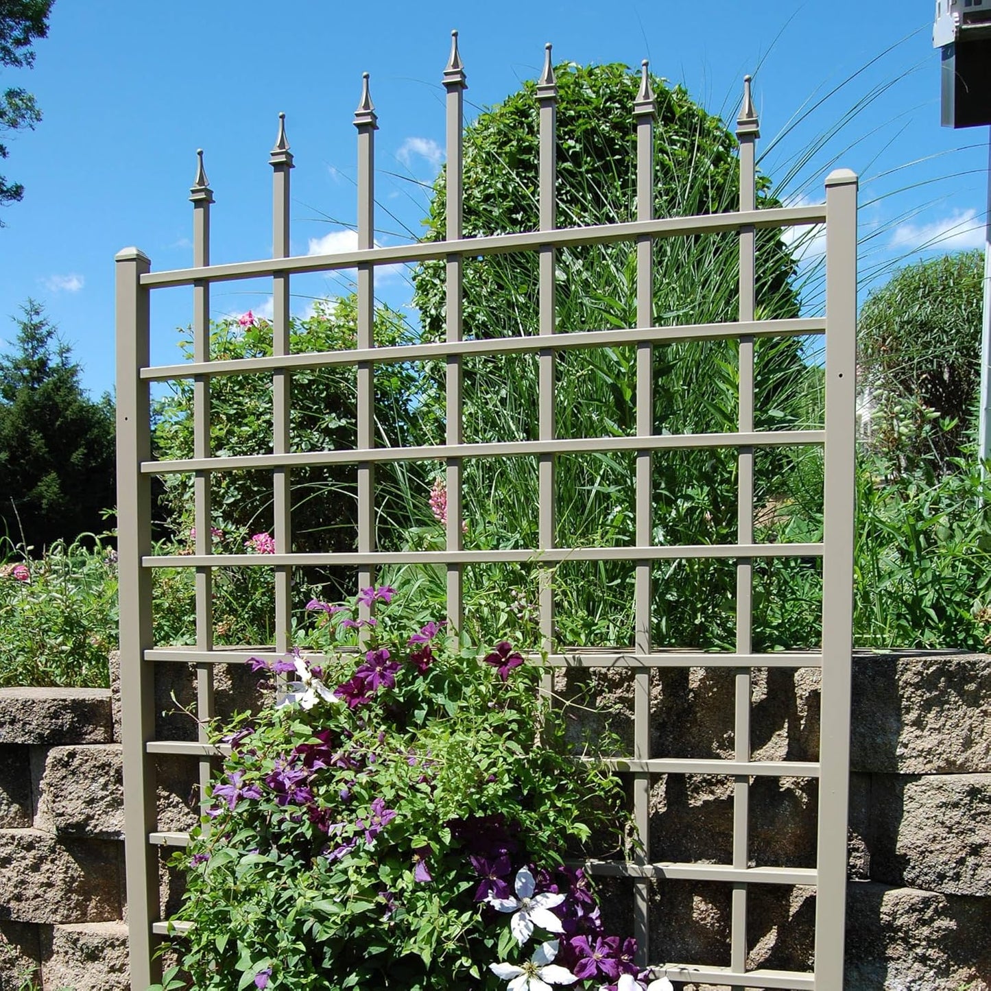 Dura-Trel Winchester 57 x 95 Inch PVC Vinyl Outdoor Garden Patio Trellis, with Wall Mounting Screws, Mocha