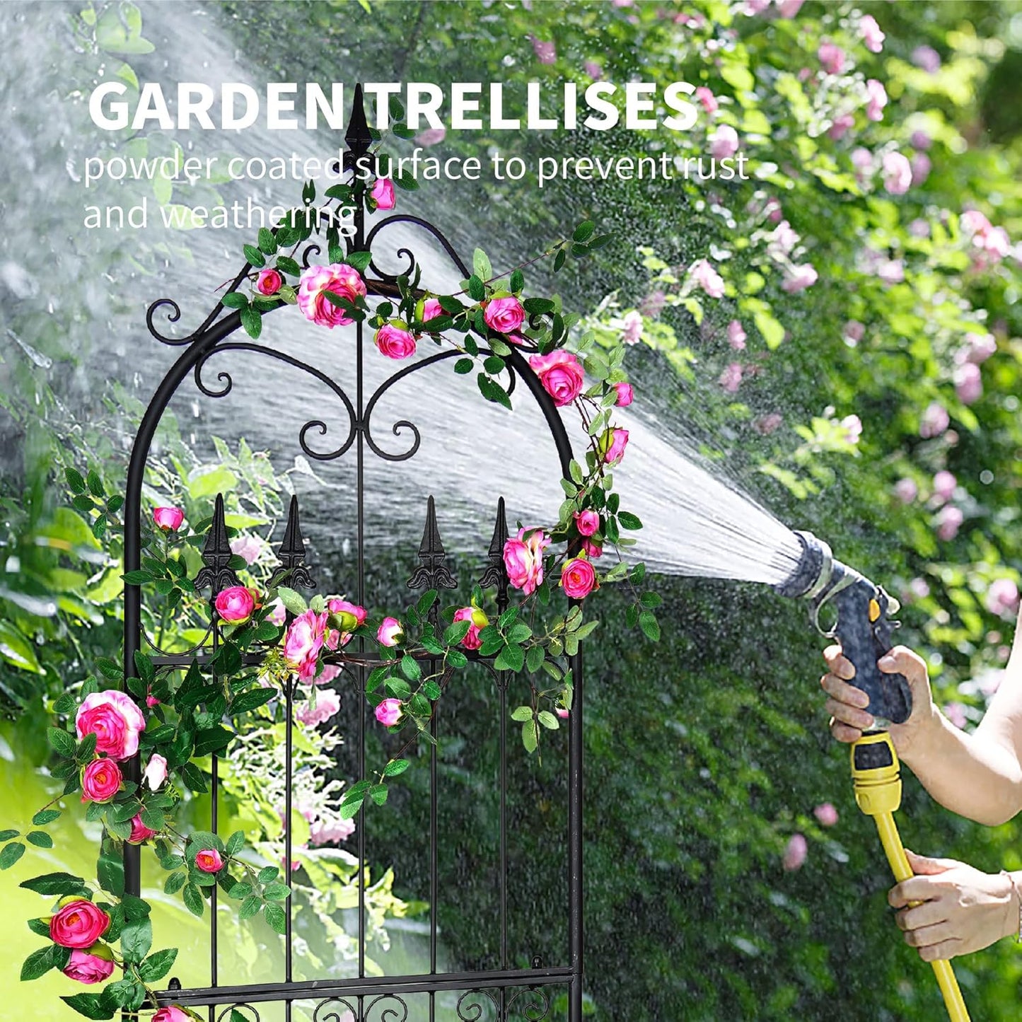 Garden Trellises 86” x 21.7” for Climbing Plants 7.2FT Metal Iron Wire Vine Flower Trellis Perfect for Supporting Climbing Plants Outdoor, Roses, Vines, Flowers, and Vegetables