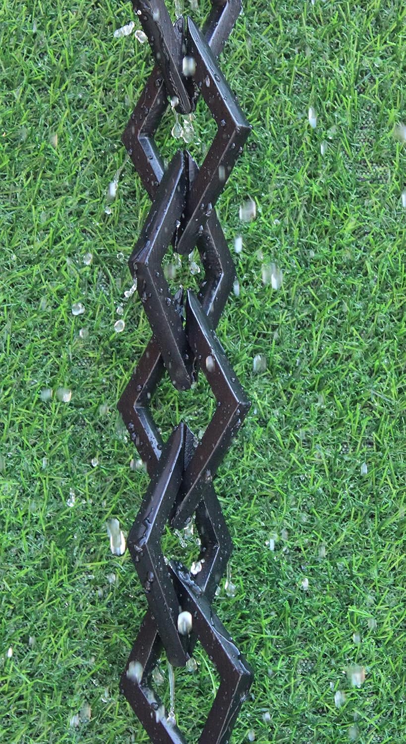 KAM Home Diamond Links Rain Chain with Installation Kit (Black, 9)