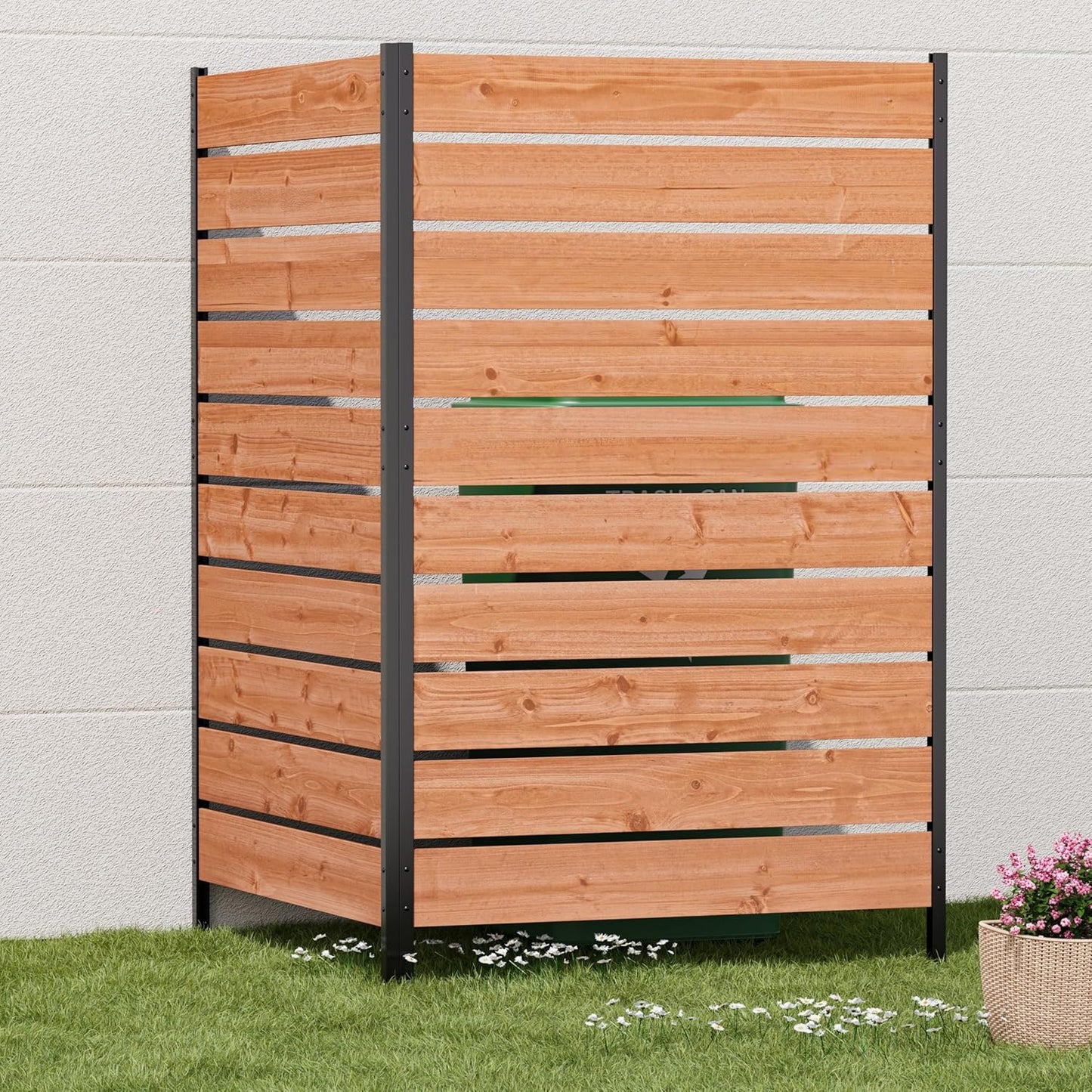 Modern Shade 5' x 3' Wood Privacy Fence Screen (2 Panel) Natural Cedar Wood, Outdoor Privacy Fence Panel for Deck Balcony, Conceals Trash Cans Air Conditioner, Ultimate Fence Privacy Screen