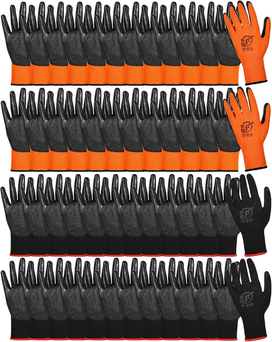 Nuogo 48 Pairs Gardening Gloves for Men Women Rubber Coated Safety Work Gloves Bulk for Gardening Construction Work