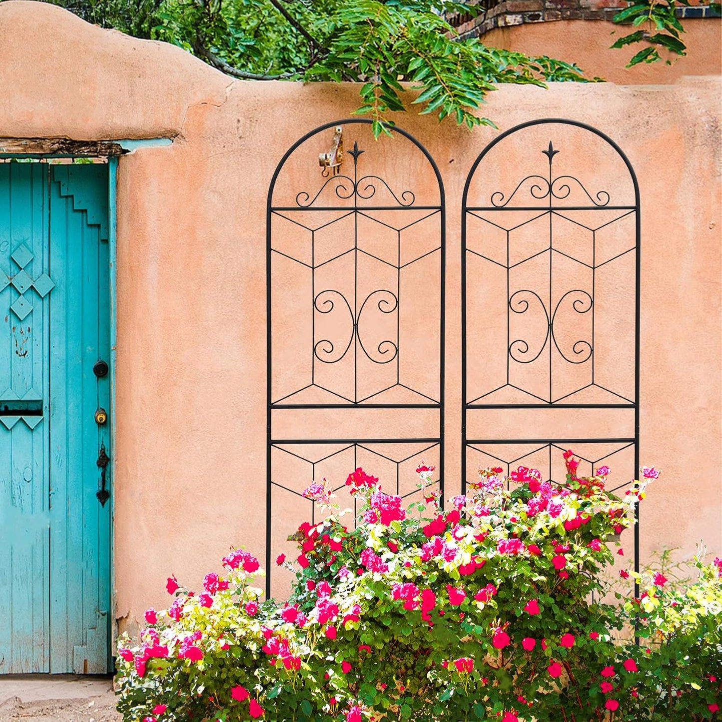 2 Pack 71x20in Garden Trellises with Black Metal Coating, Trellis for Climbing Plants Outdoor, Roses, Vines, Flowers, and Vegetables.