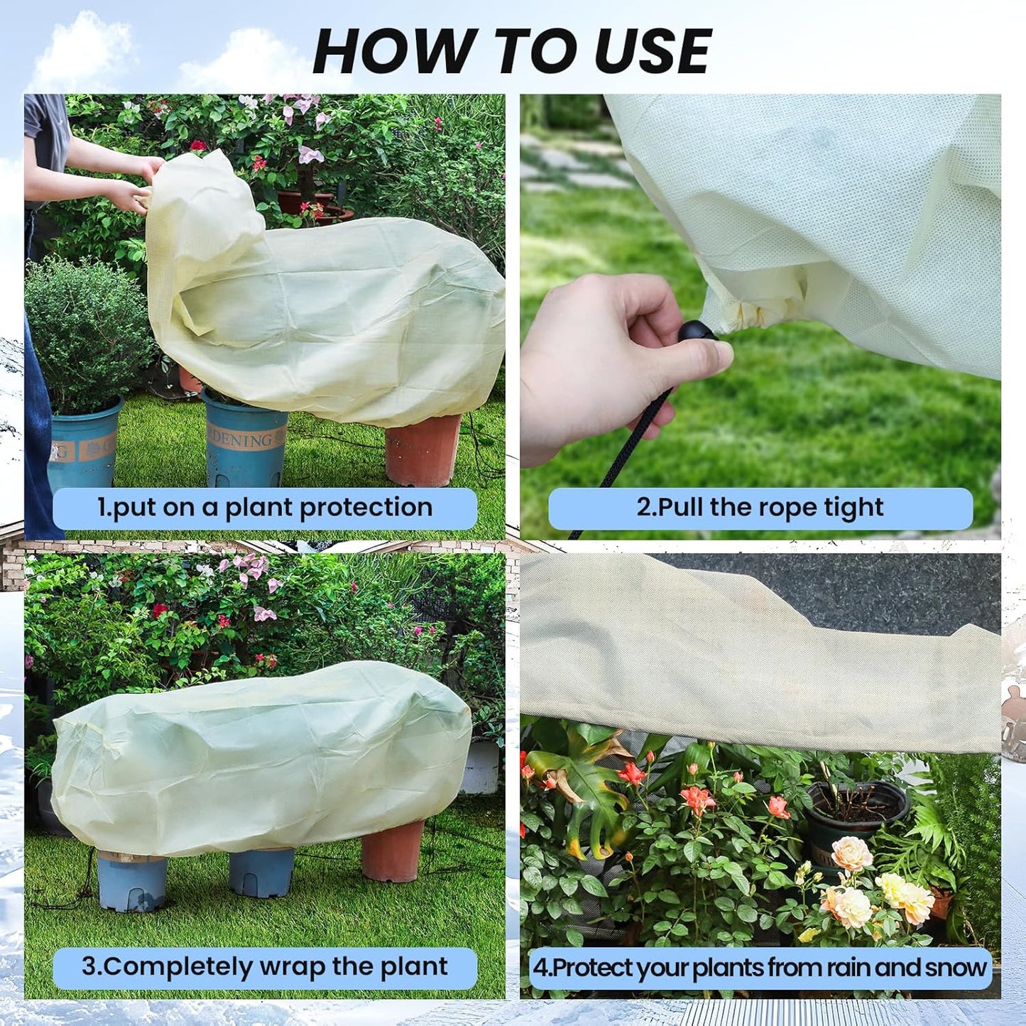 MIXC 2 Packs Plant Covers Freeze Protection, 43.3''x 15.8''x 17.7''Winter Plant Cover Cold Weather Tree Frost Cloth Warm Blankets Shrub Covers for Outdoor Plant