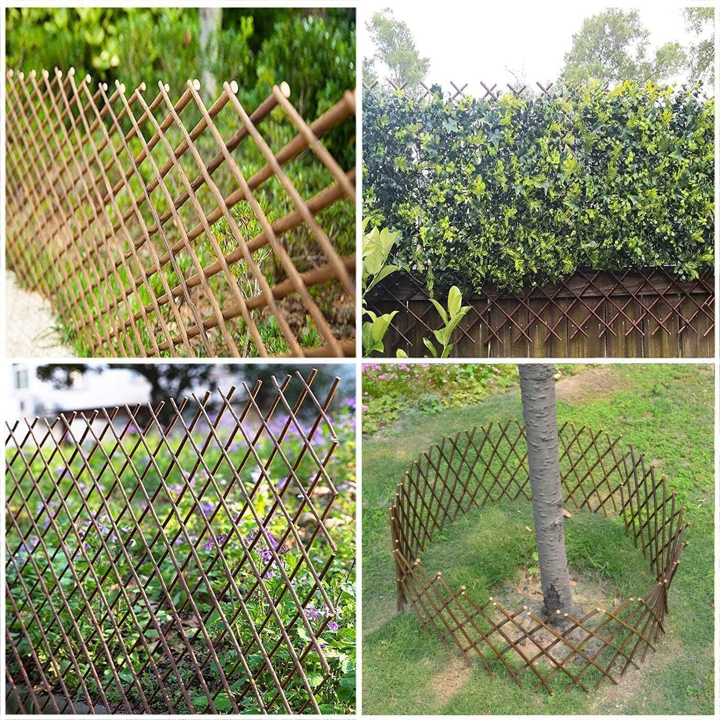 Expandable Willow Trellis for Climbing Plants Outdoors,Nature Garden Fence Lattice Panels for Outside Plant Support for Vine, Ivy, Rose, Cucumbers, Clematis 36x92 Inch(4PC)