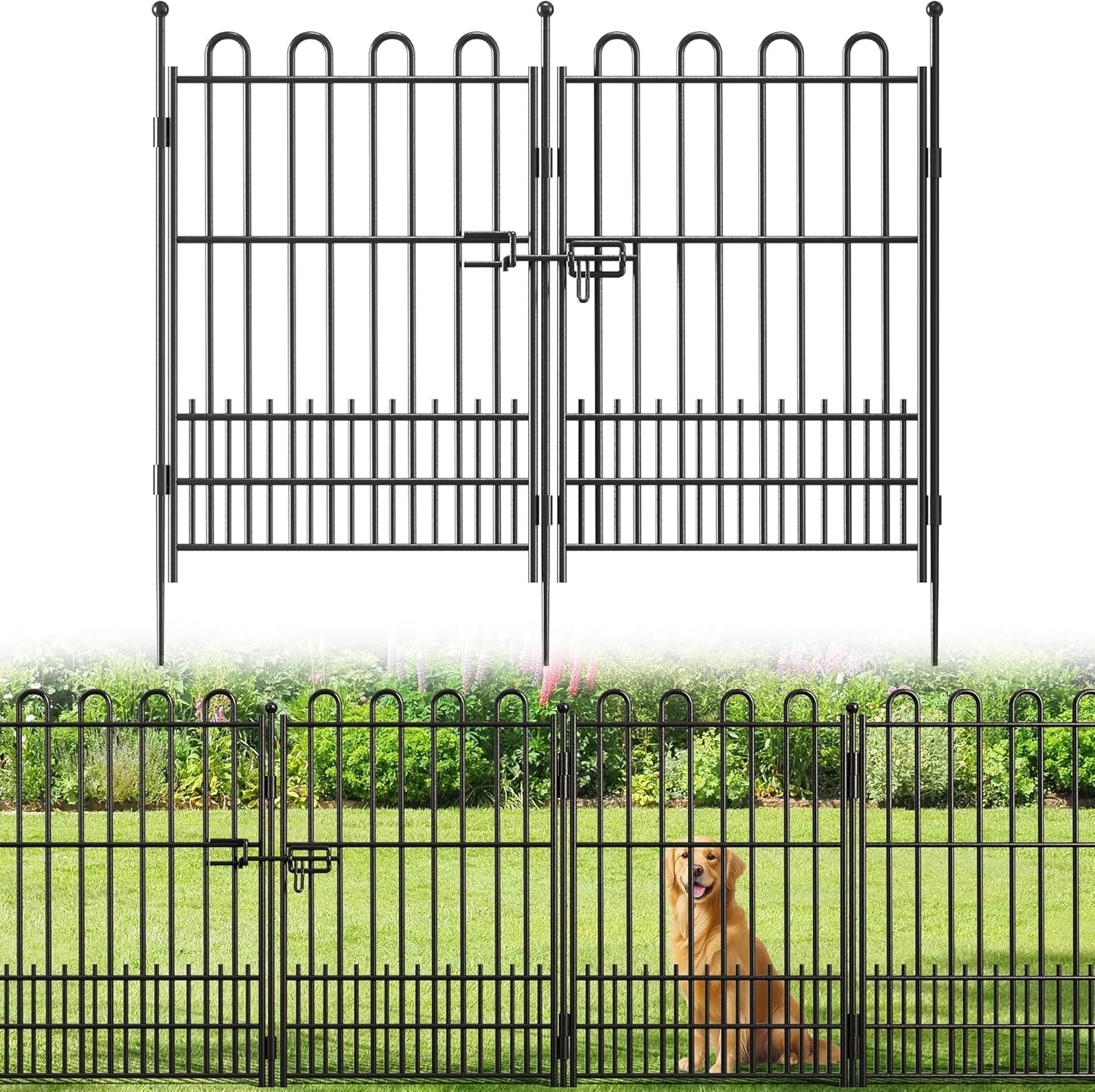 5 Panels Dog Fence Outdoor for Yard, 39.5in (H) x 11.5ft (L) Dog Fence for Garden
