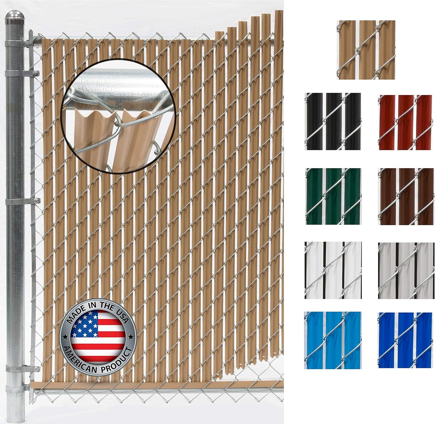 Beige Wave Slat (9 Colors Available) Single Wall Bottom Locking Privacy Slat for a 7 ft high Chain Link Fence (Slat Length 80.5", Beige)