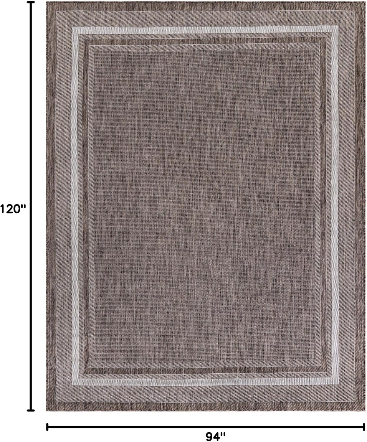 Unique Loom Outdoor Border Collection Area Rug - Soft Border (7' 10" x 10' Rectangle Brown/Ivory)