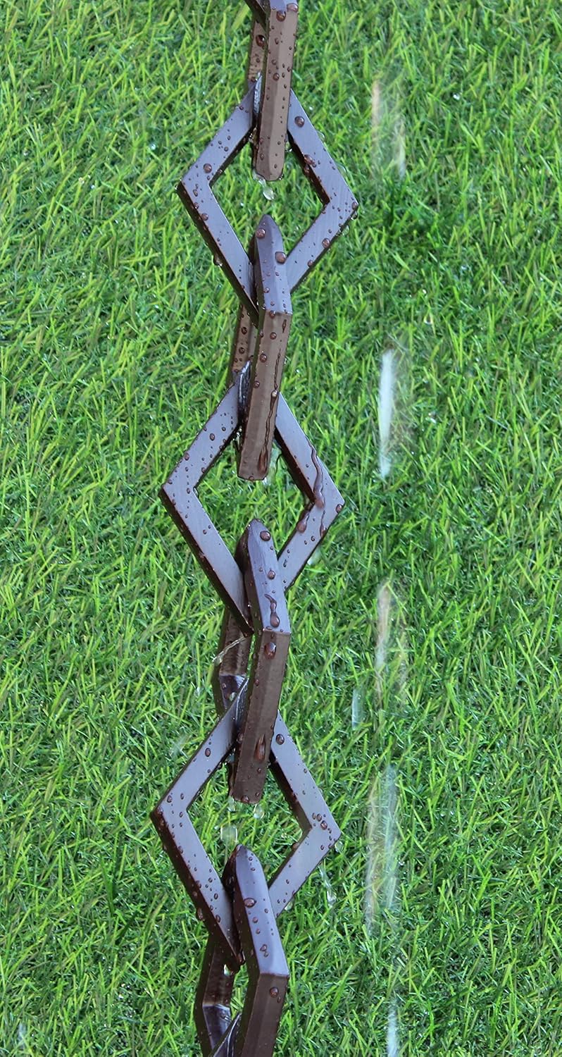 KAM Home Diamond Links Rain Chain with Installation Kit (Brown, 10)