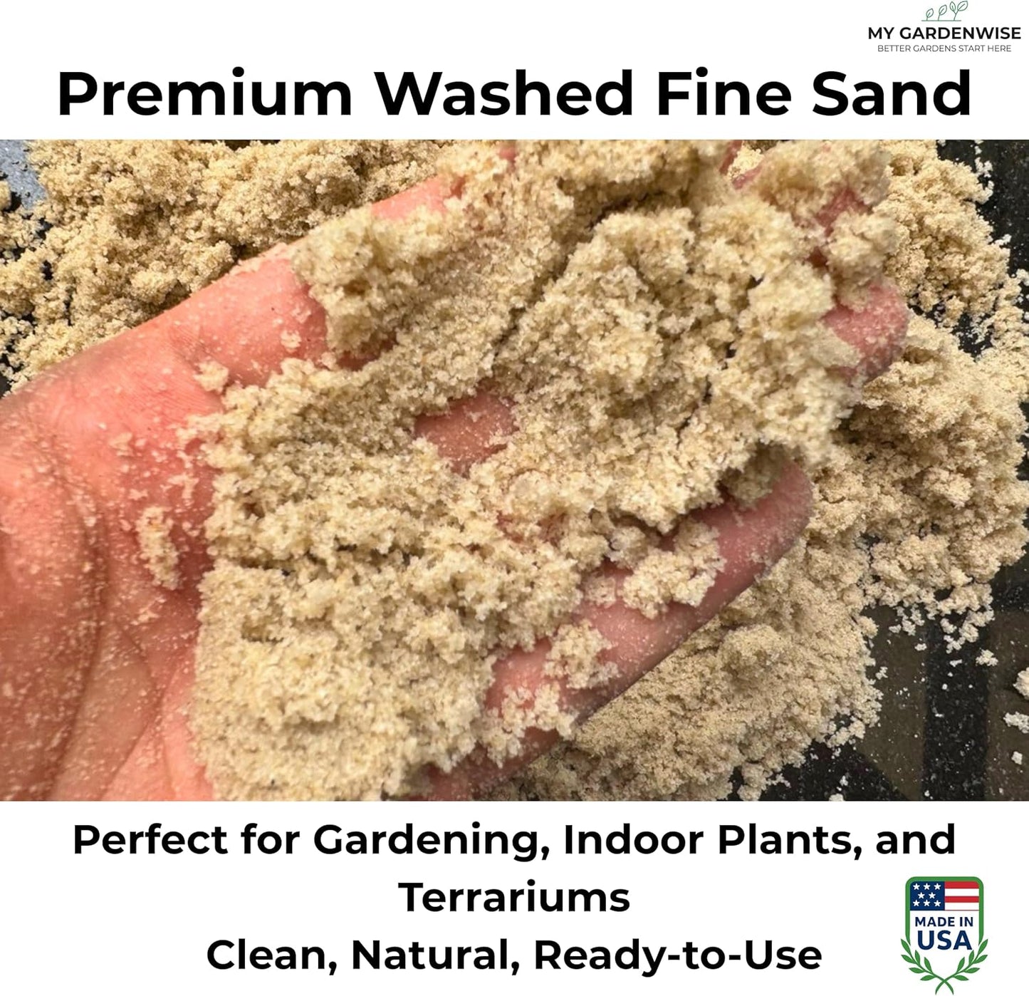 Fine Sand for Plants – Horticultural Sand for Succulents, Cactus, Potting Mixes, Terrariums & Decorative Indoor Gardens, Made in USA (5 quarts - 14 lbs)
