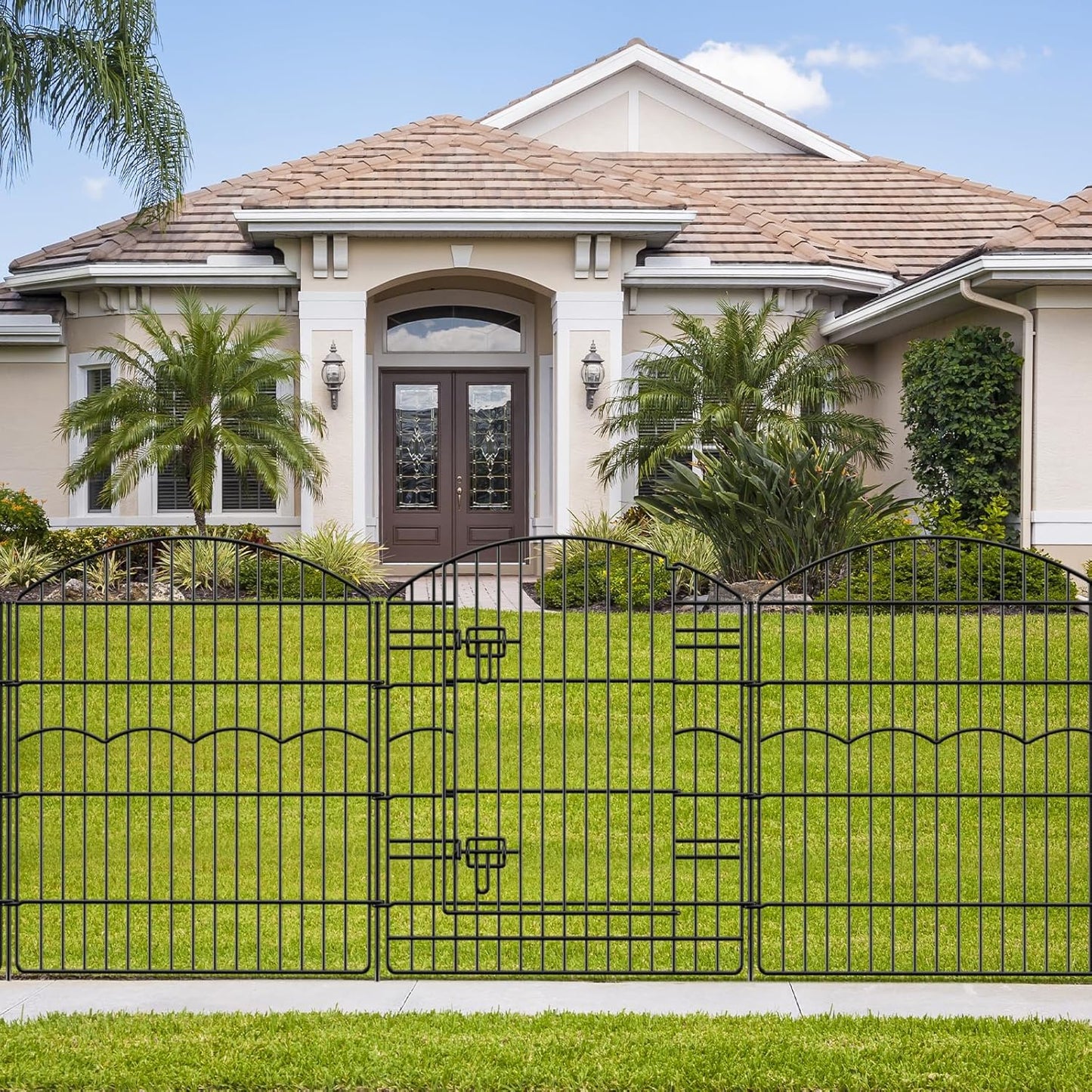 Decorative Garden Fence 6 Panels 13.4 ft (L)×32in (H) Metal Garden Fences with 5 Panels + 1 Gate, No Dig Animal Barrier Fencing Rustproof Wire Border Temporary Dog Fence for Patio Yard Lawn Outdoor