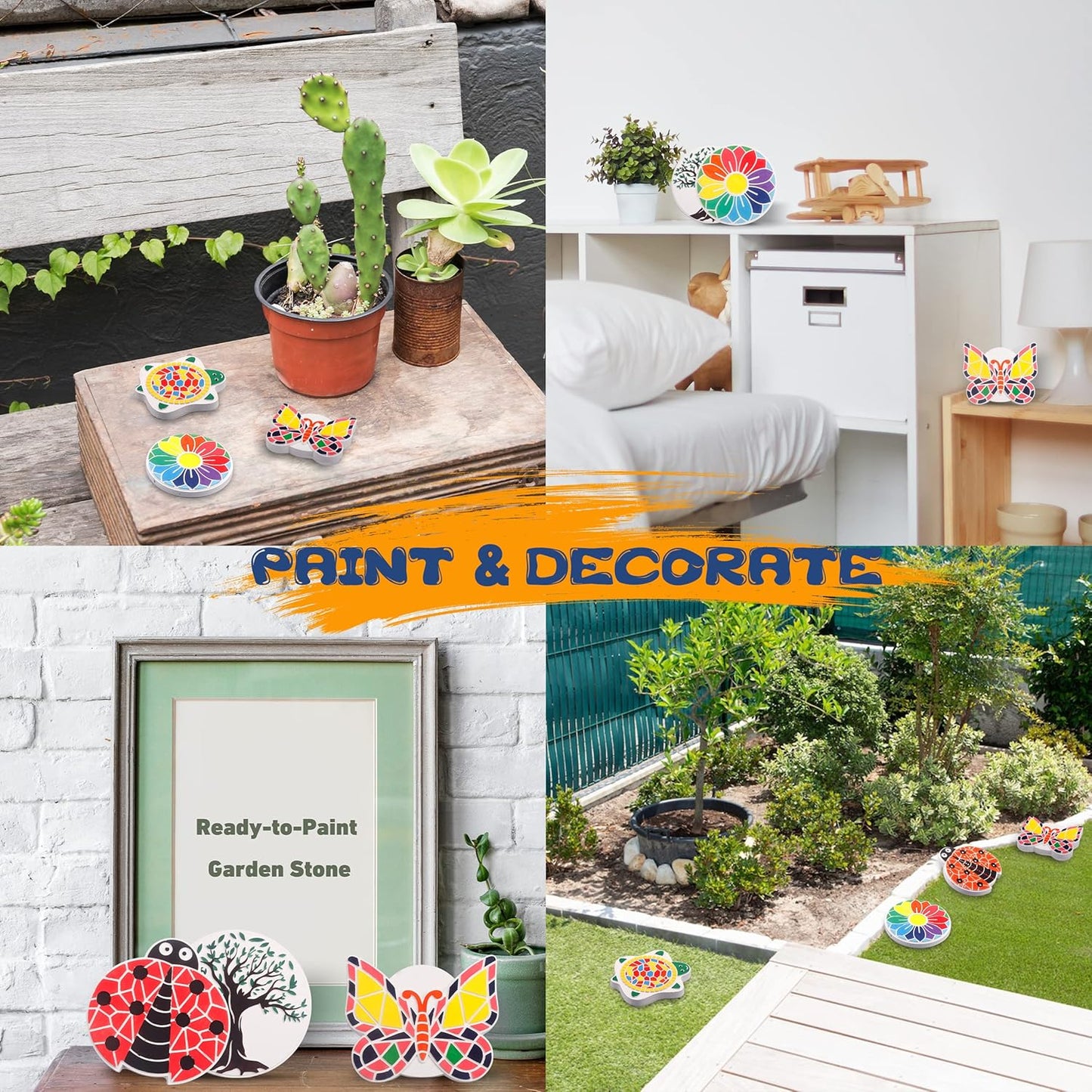 IFLOVE Paint Your Own Stepping Stones for Kids Craft Kits,Arts and Crafts for Kids Ages 4-8,5 Pack Painting Crafts for Girls Ages 8-12，Outdoor Toys Art Supplies Toddler Birthday Gift (Multicolored)