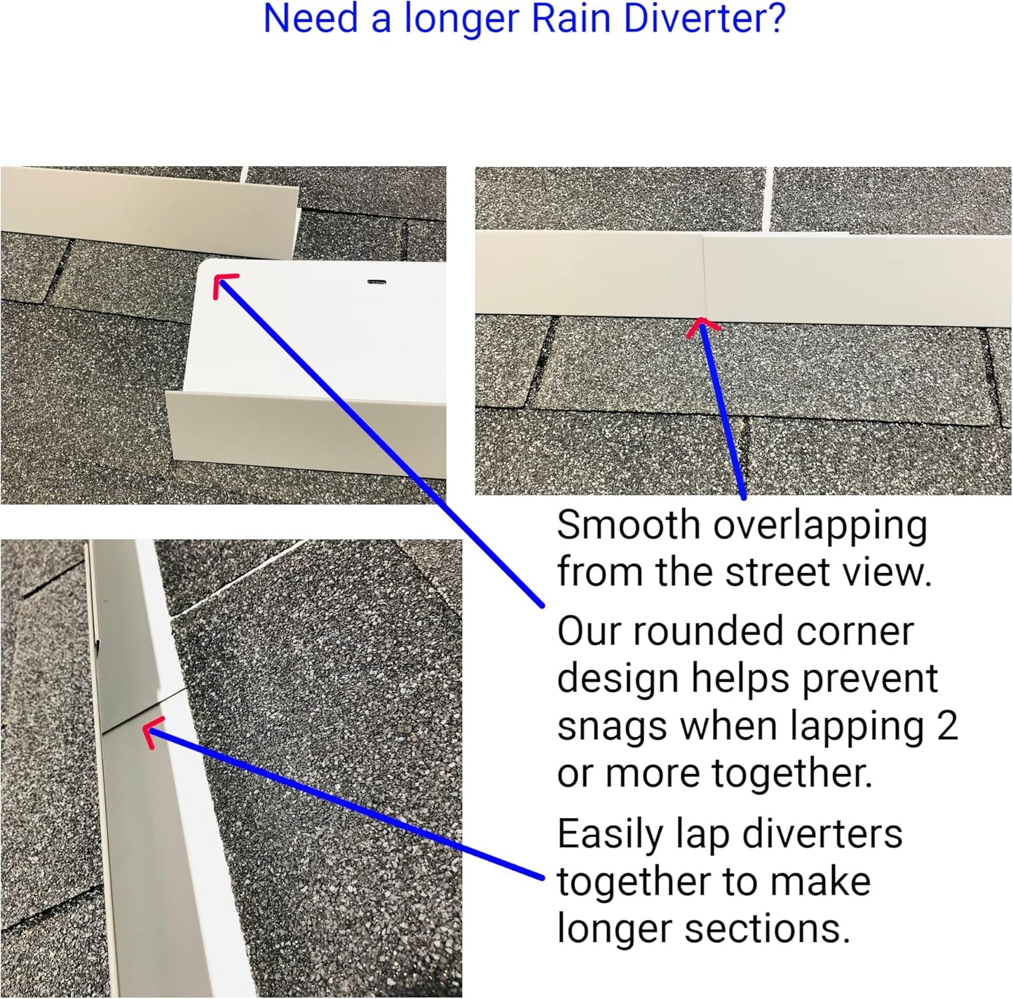 EAGLE 1- Shingle Roof Rain Diverter 40 Inches Long- 26 Gauge Material- Easy to Install- Includes Stainless Steel Nails (3, Charcoal Grey)