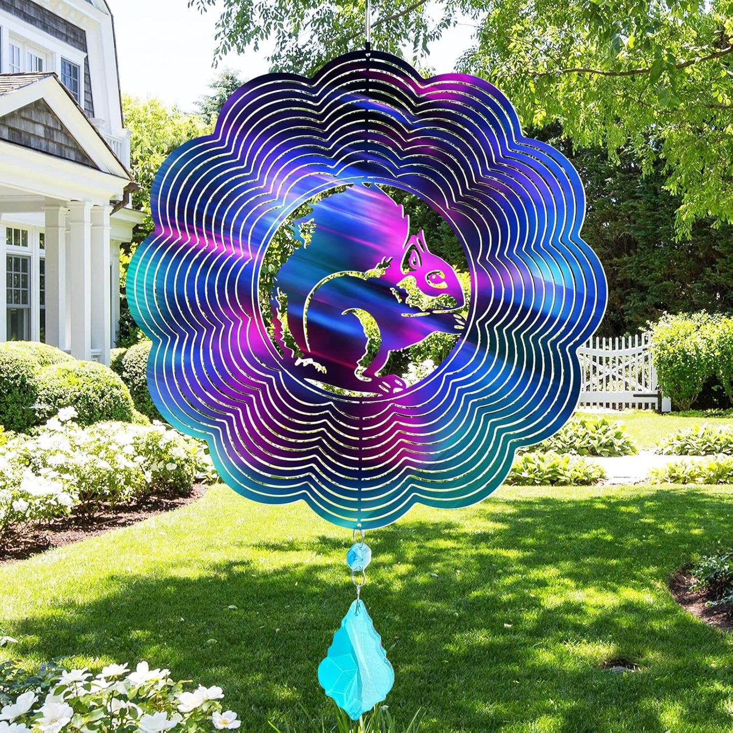 Wind Spinner, Hanging Wind Sculptures,Wind Spinners for Yard and Garden Decor,Yard Decorations Outdoor,Hanging Art Ornaments for Garden Yard Balcony Decor (Squirrel)