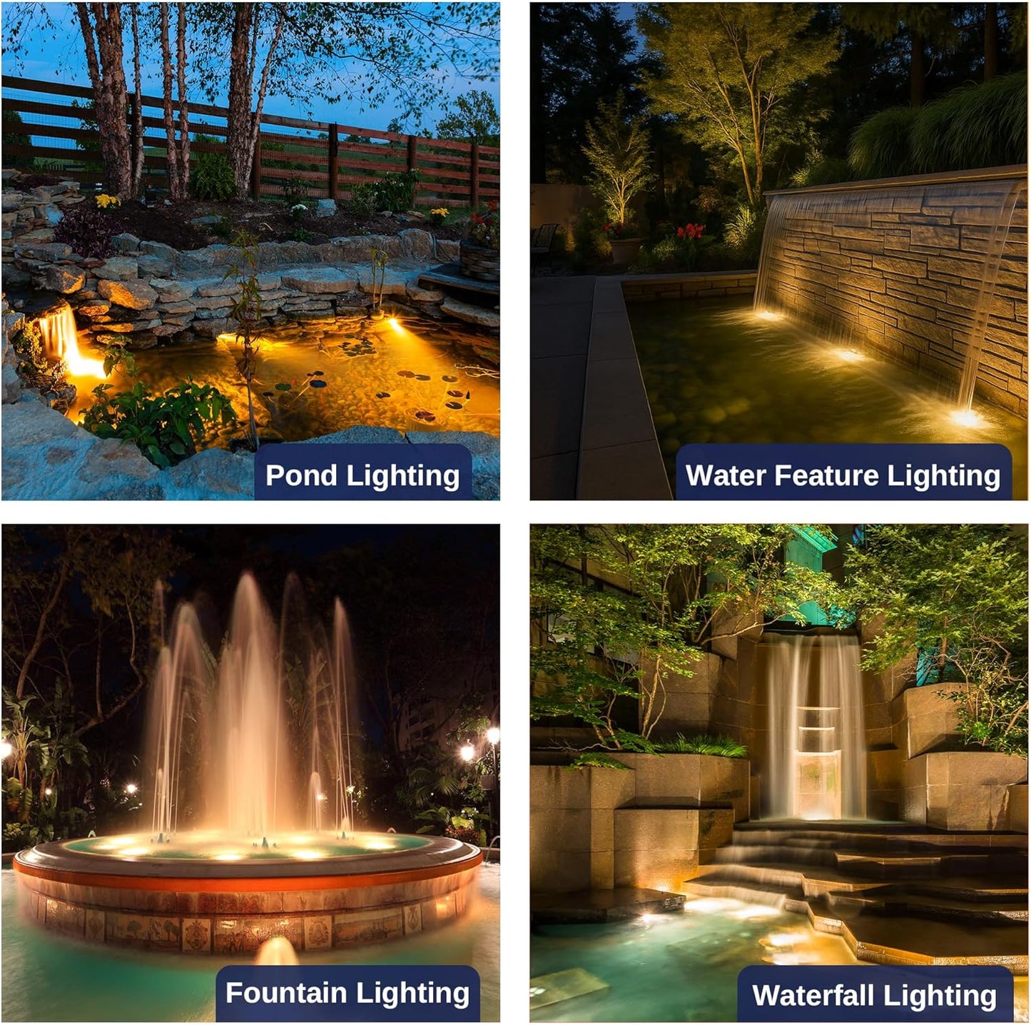 Solid Brass Underwater Pond Light - 12V Low Voltage Submersible Fountain Lights, IP68 Waterproof Bronze Pondlight with MR16 LED Bulb for Outdoor Waterfall Garden Landscape Lighting(8 Pack)