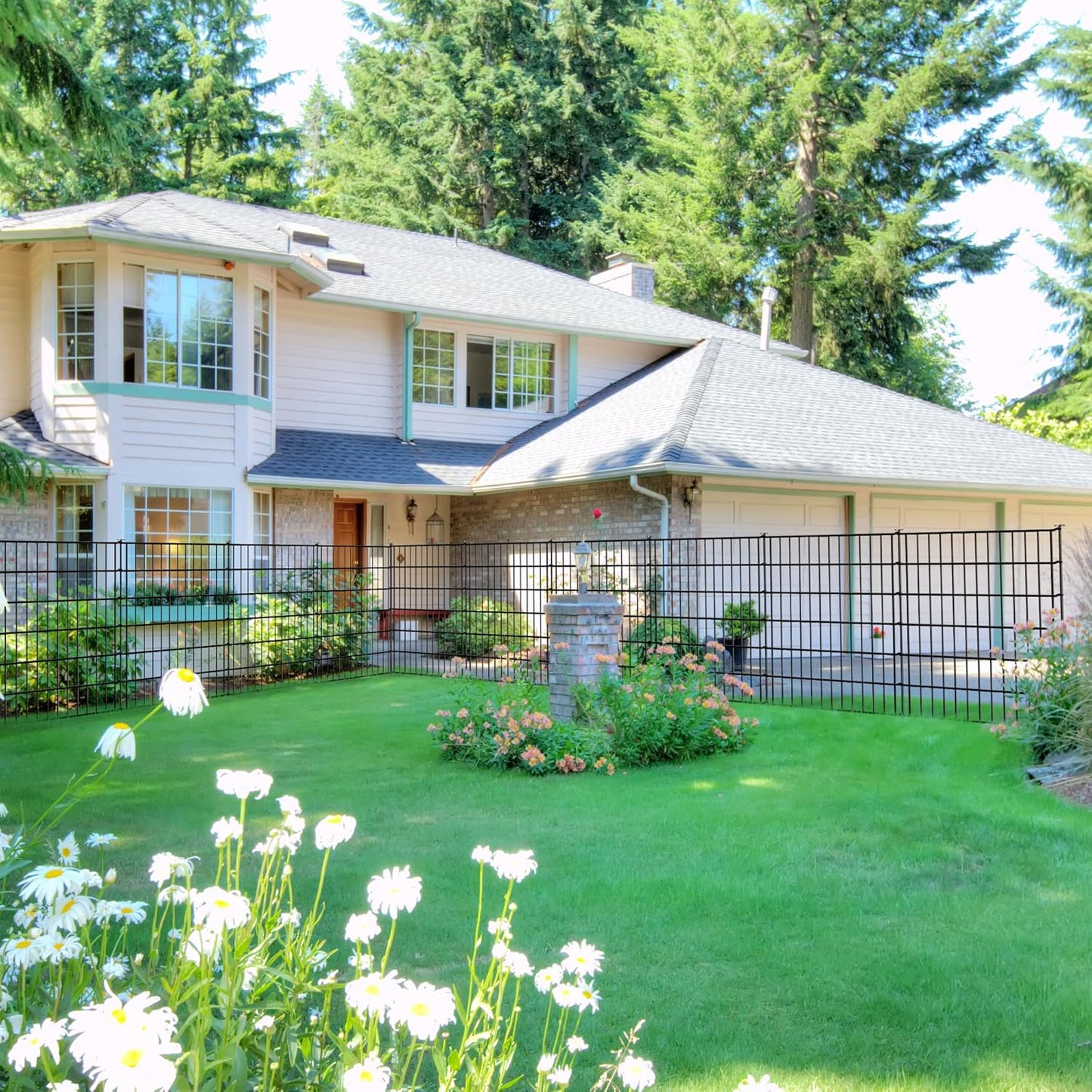 ARIFARO Decorative Garden Fence 5 Panels 32in(H) x28in(W) No dig Animal Barrier Fencing,Pet Fence Rustproof Metal Wire Fencing Panel Border for Dog,Rabbits, and Patio