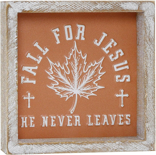 FESTWIND Embossed Orange Fall Leaf Sign, Farmhouse Autumn Decorations, Wooden Fall Tiered Tray Decor for Shelf Cubicle Desk Mantel, Rustic Thanksgiving Table Decor