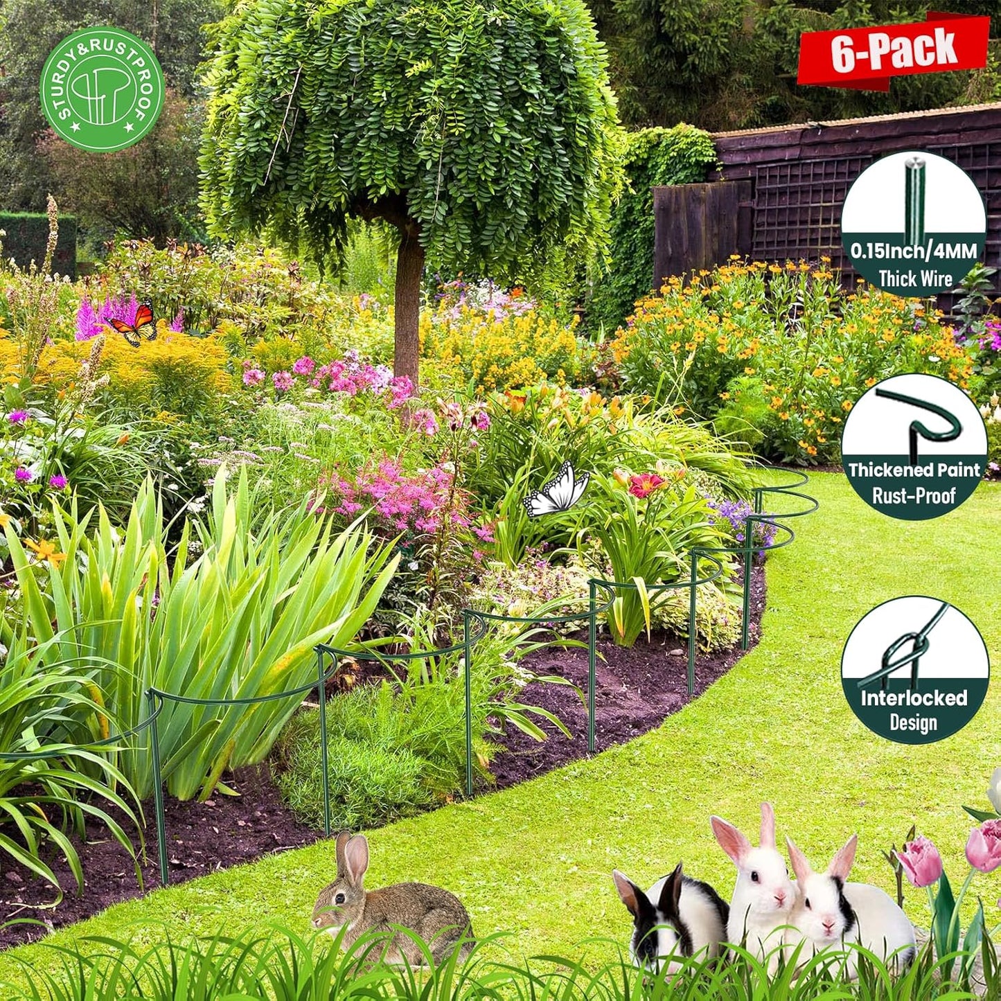 Half Round Snake Plant Support Stakes, Plant Ring for Peonies, Hydrangeas, and More - Sturdy, Rust-Proof Plant Supports for Indoor and Outdoor Potted Plants (6 Pack, 14x8Inch)