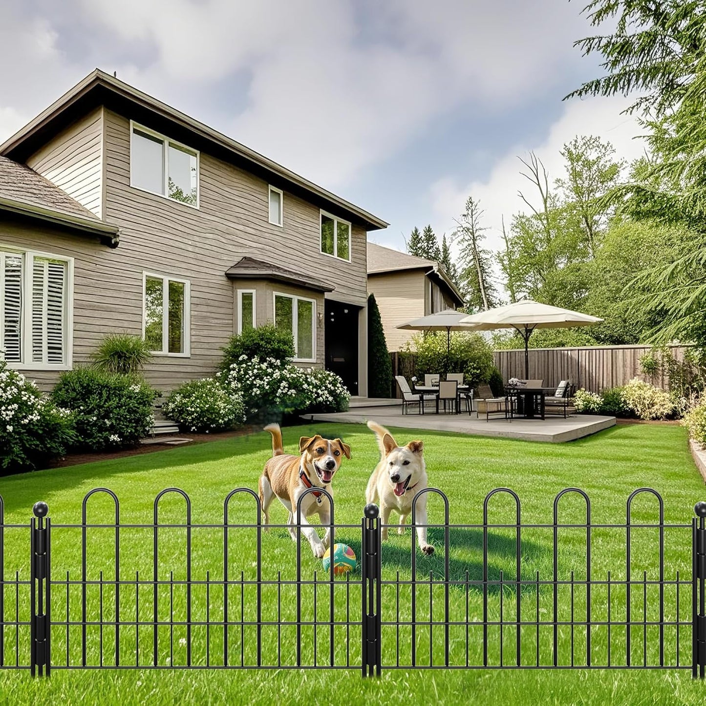 10 Panels Garden Fence with Latch Gate, 11.81in (H) X 16.42ft(L) Animal Barrier Fence with 1in Gaps for Rabits, Dog Fencing Outdoor for Yard, Flower Beds, Patios, Vegetable Patches