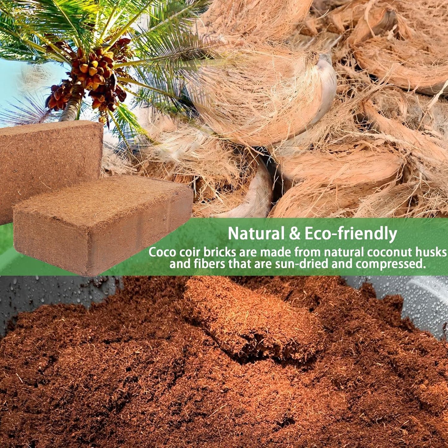 Coco Coir for Organic Coconut Coir- 12 Pack Coco Coir Brick- Coconut Soil with Low EC & PH Balance-Coco Fiber for Herbs& Flowers- High Expansion-Renewable Coco Soil for Planting