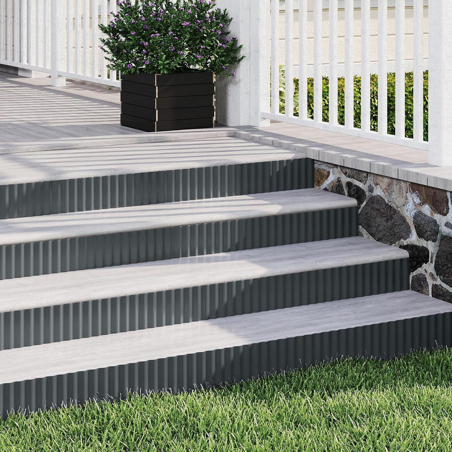 Metal Garden Edging Border, Corrugated Steel Landscaping, DIY for Lawn (Black, 6 Inch x 10FT)