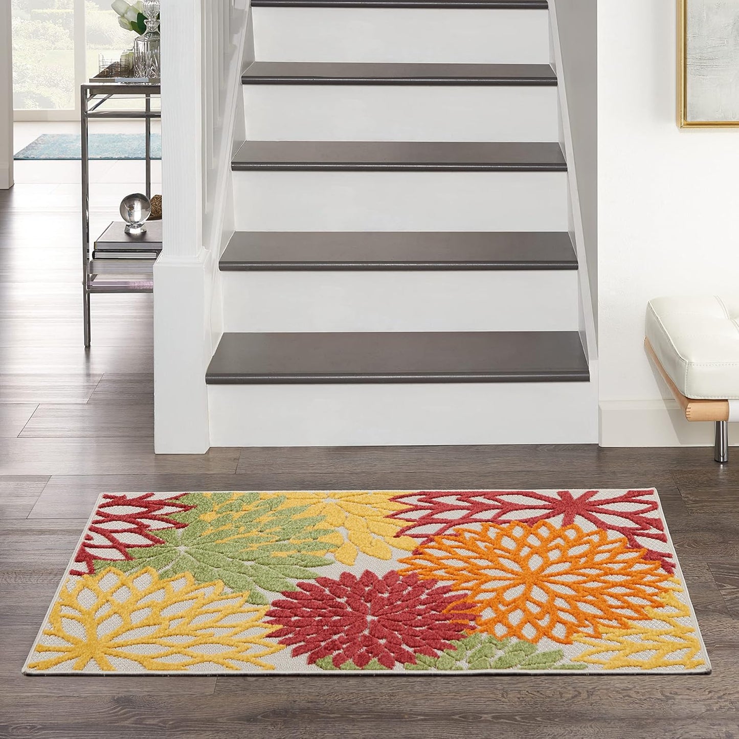 Nourison Home Aloha 3' x 5' Red Multicolored Fabric Tropical Area Rug (3' x 5')