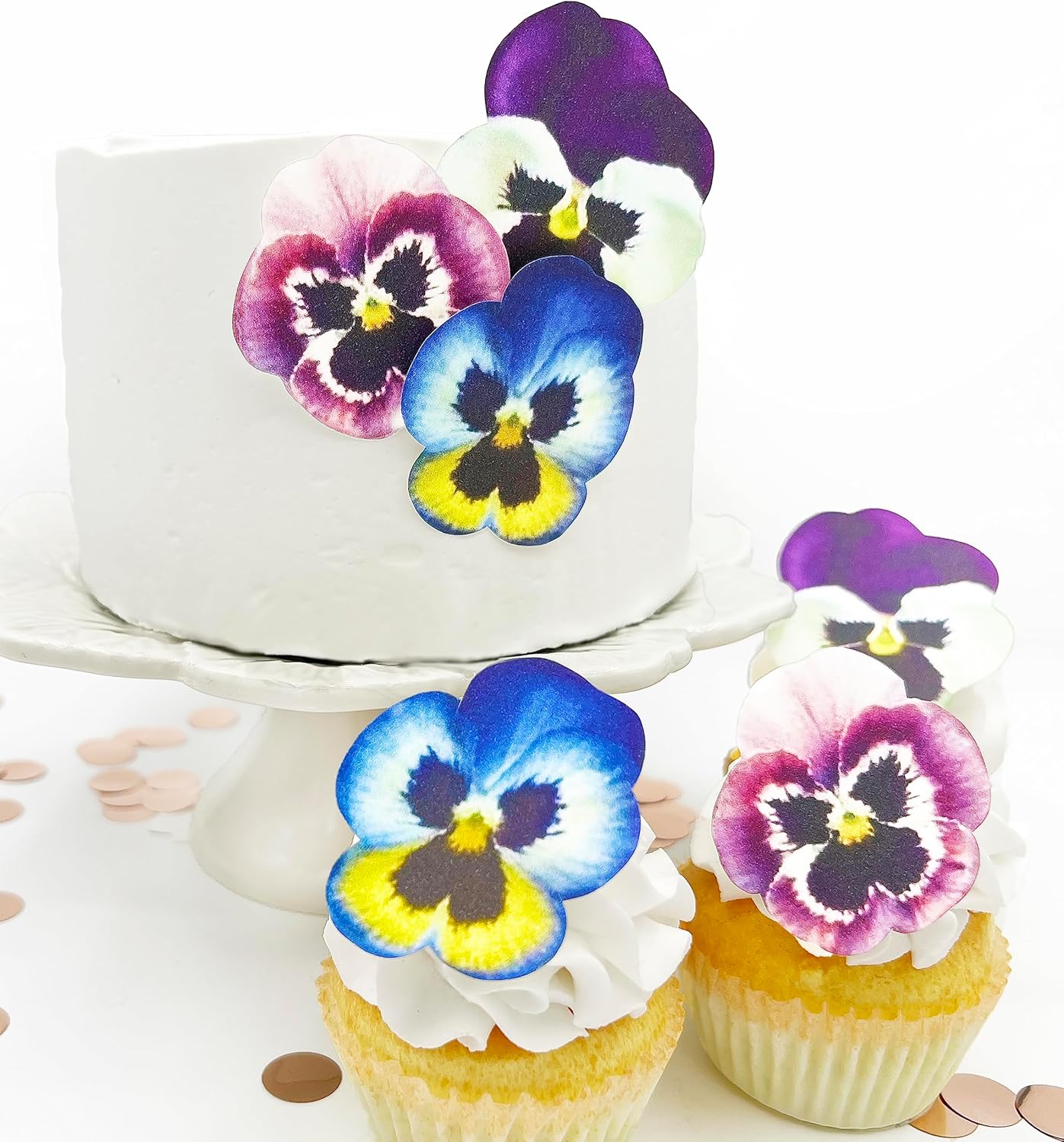 Sugar Robot - Edible Pansies for cake decorating - Small Size - Edible flowers cake decorations - Premium Crafted - Made in the USA Cake -Set of 12 (Pansies)