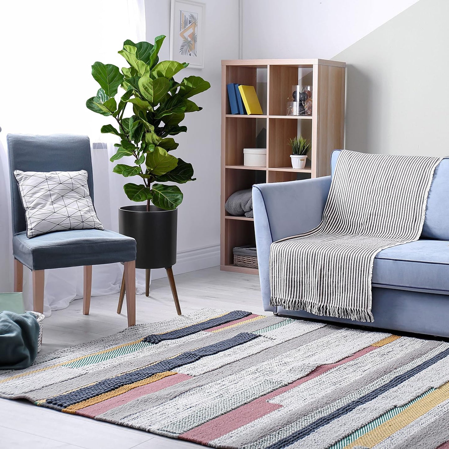 D'vine Dev 12 Inch Planter Pot with Stand, Mid-Century Tall Plant Pot with Legs for Indoor Plants, Large, Black, 88-O-C-2