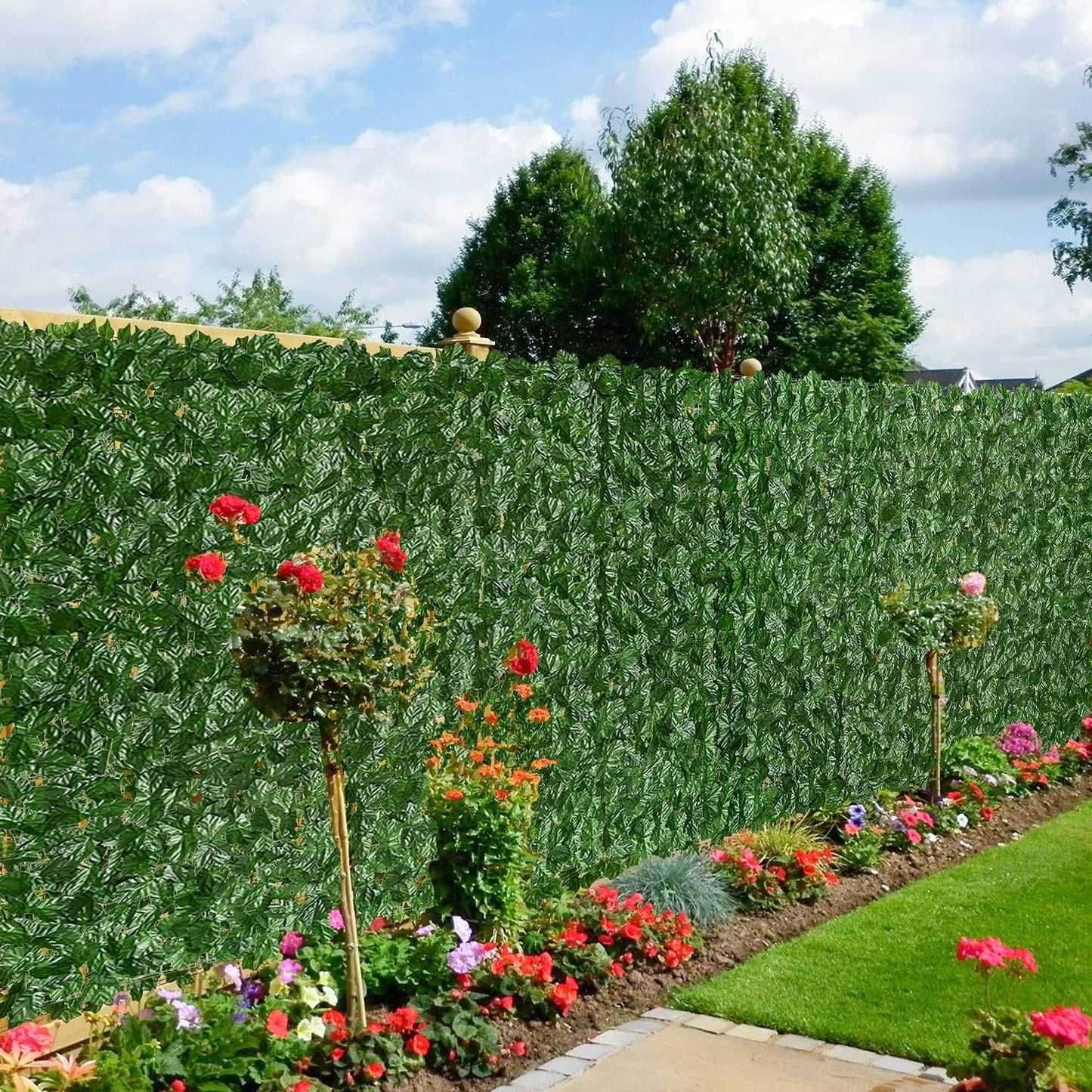 DearHouse Artificial Ivy Privacy Fence Wall Screen, 39.3x236.2inch Artificial Hedges Fence and Faux Ivy Vine Leaf Decoration for Outdoor Garden Decor