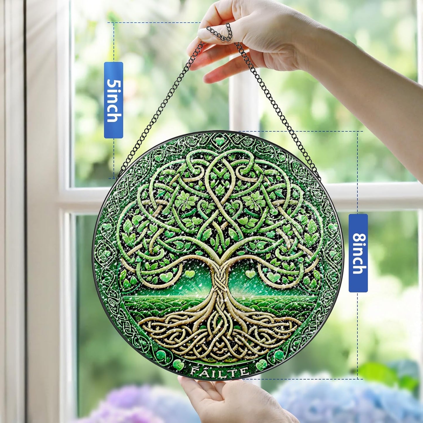 Stained Glass Window Hanging, Pauyadu Tree of Life Sun Catchers, Stained Glass Suncatcher, Tree of Life Decor Gifts for Women, Men, Wife, Lovers, Couple and Friend - 8 Inch