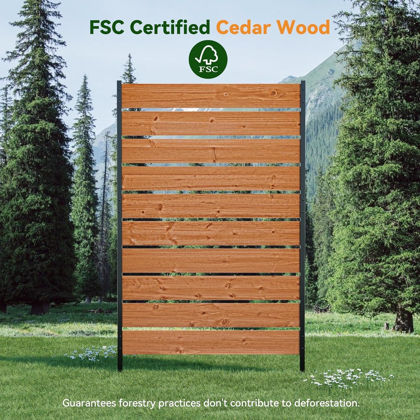 Modern Shade 5' x 3' Wood Privacy Fence Screen (2 Panel) Natural Cedar Wood, Outdoor Privacy Fence Panel for Deck Balcony, Conceals Trash Cans Air Conditioner, Ultimate Fence Privacy Screen