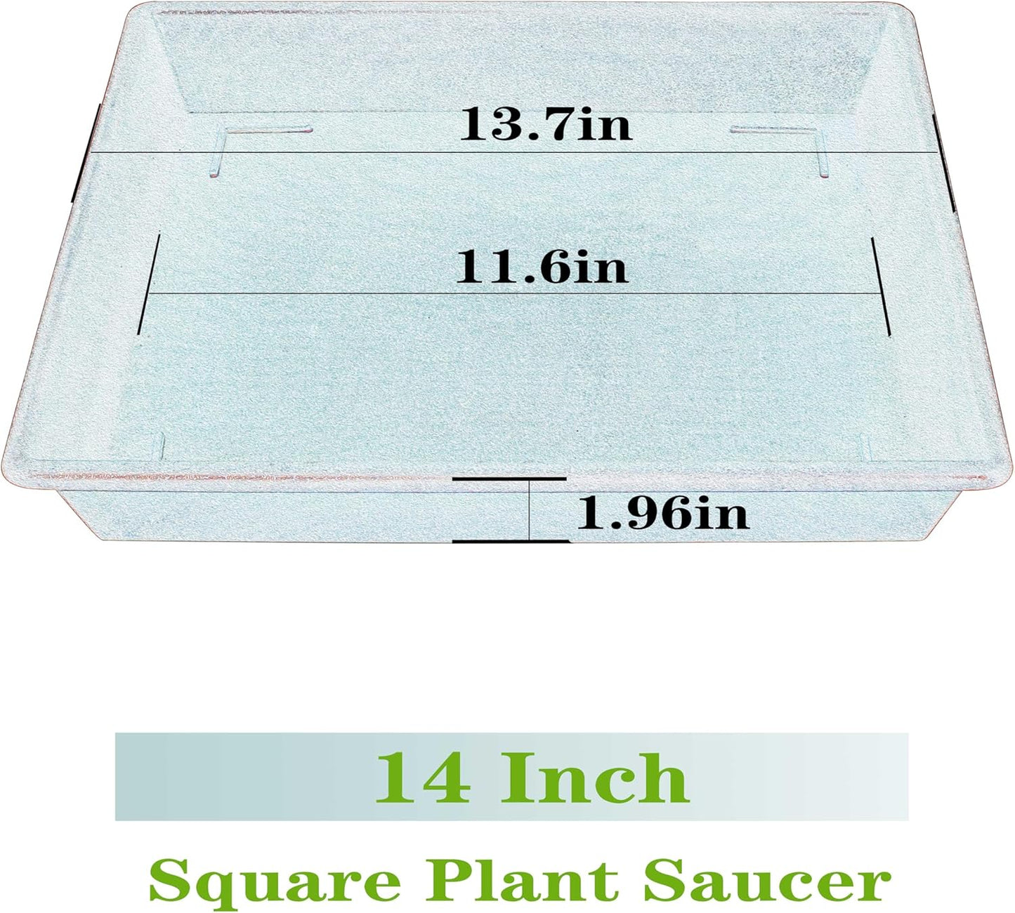 Square Plant Saucer 14 Inch 2 Pack，Plant Stand Plant Trays for Pots Heavy Duty Plastic Plant Saucers for Indoors Outdoors, Flower Pot No Holes Plant Lover Gardening Gifts