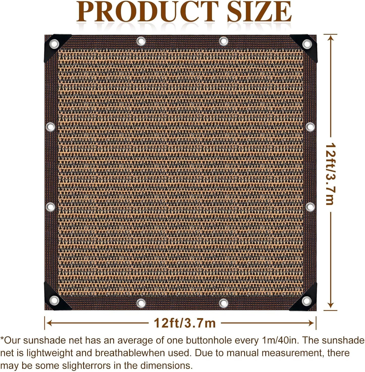 80% Sunblock Shade Cloth Net Resistant - 12x12Ft Garden Shade Mesh for Plant Cover, Greenhouse, Chicken Coop, Kennels, Tomatoes Plants