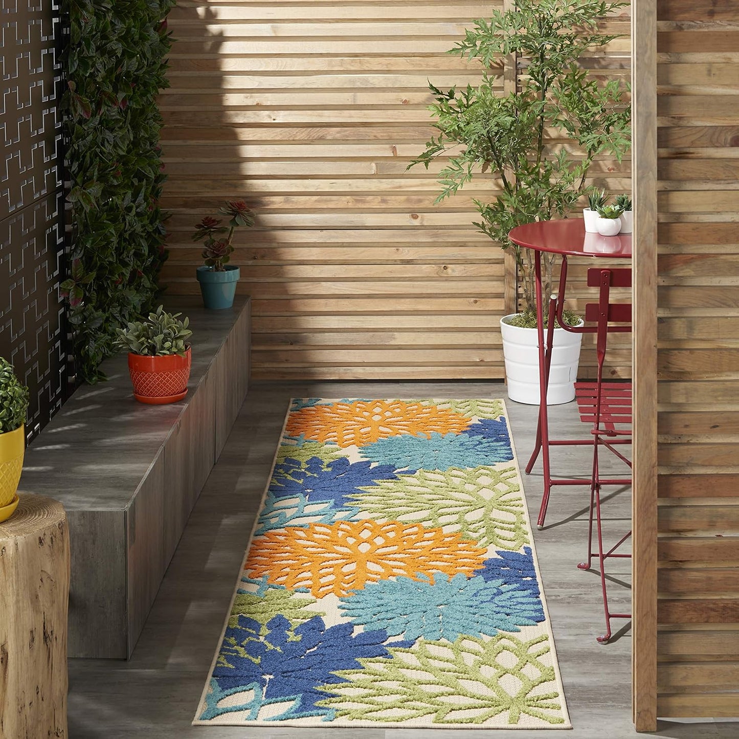 Nourison Aloha Indoor/Outdoor Multicolor 2'3'' x 8' Area--Rug, Tropical, Botanical, Easy--Cleaning, Non Shedding, Bed Room, Living Room, Dining Room, Deck, Backyard, Patio (2x8)