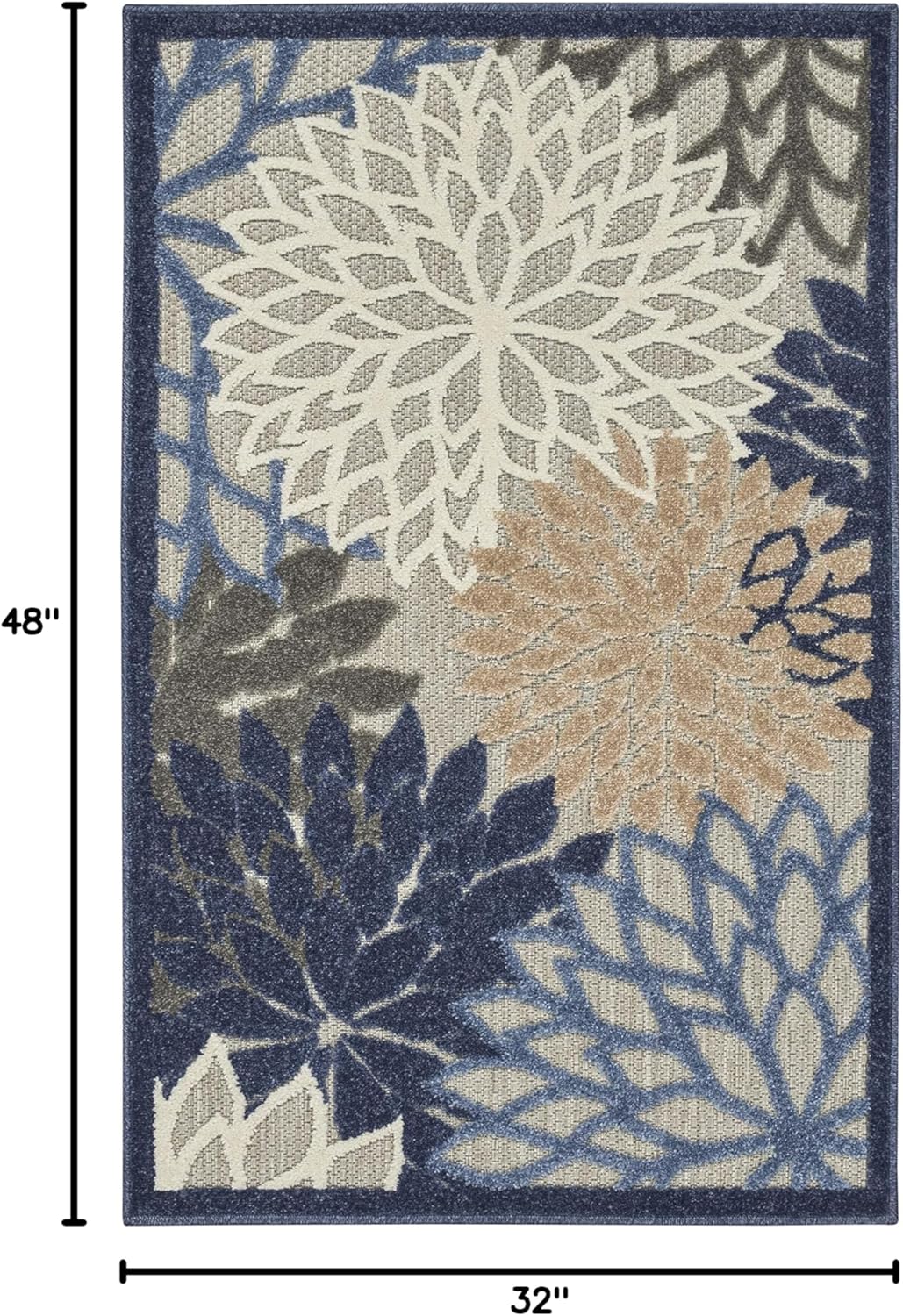 Nourison Aloha 2'8" x 4' Blue/Multicolor Outdoor Indoor/Outdoor Rug