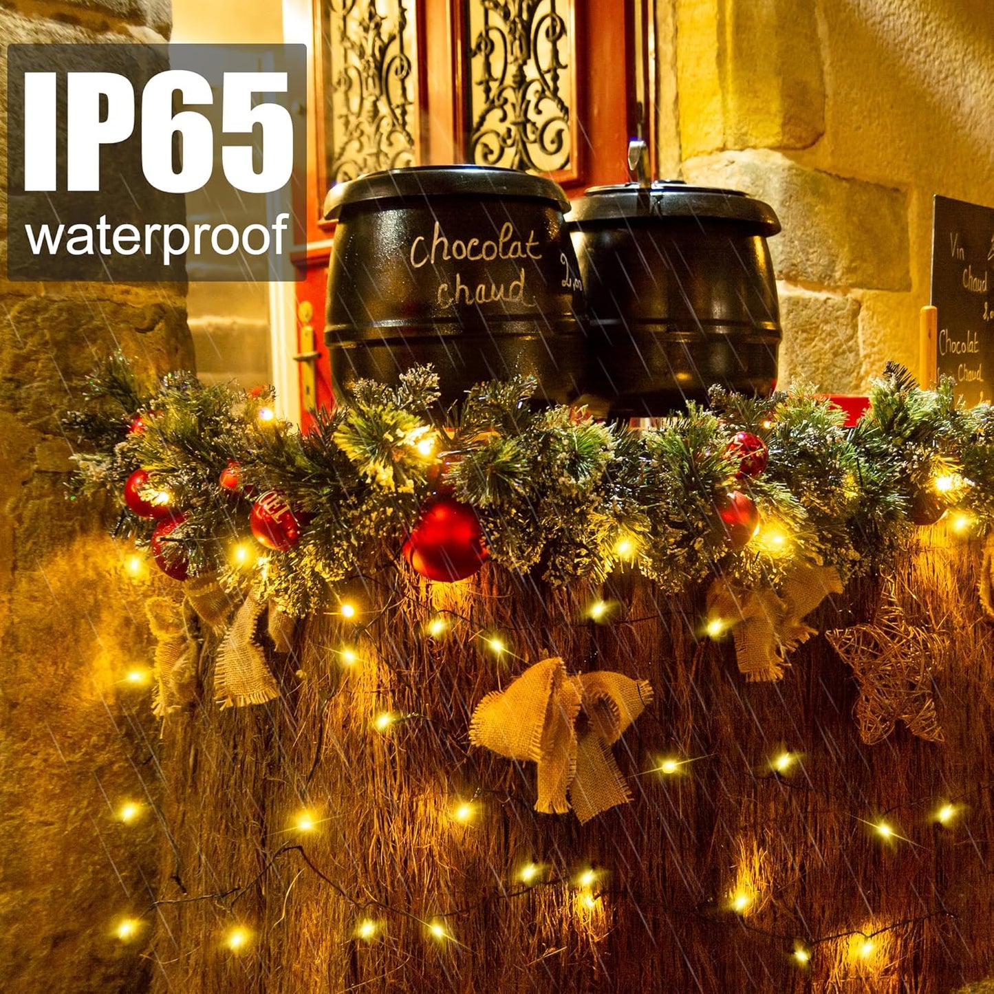 2 Pack-Solar String Lights, 78Ft 200 LED Solar Lights Outdoor with 8 Modes ，Solar String Lights Outdoor Waterproof for Yard, Fence,Balcony, Party,Christmas Tree Decorations (Warm White)