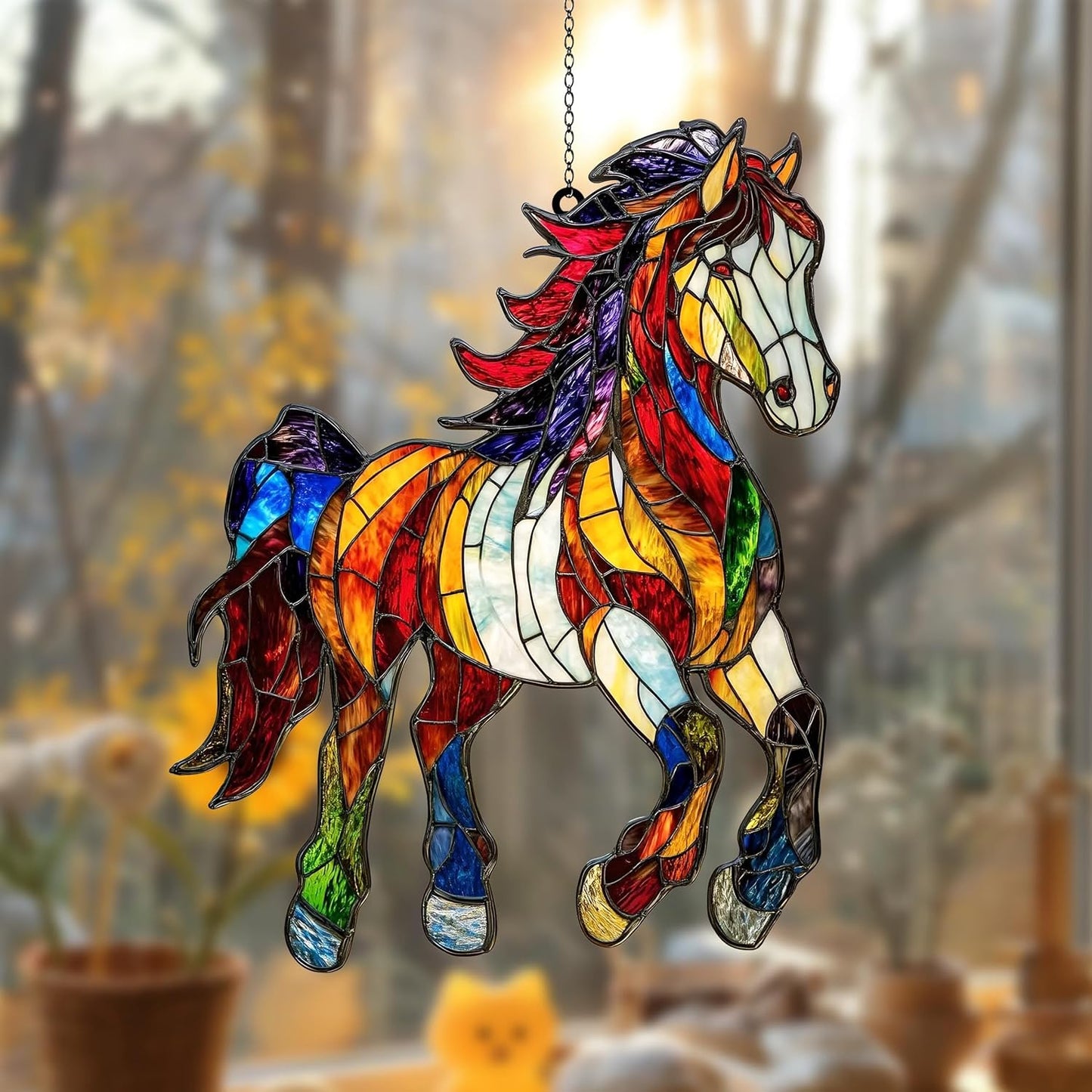Horse Lover Acrylic Suncatcher Ornament Window Hanging Equestrian Light Catcher Home Decor Gift