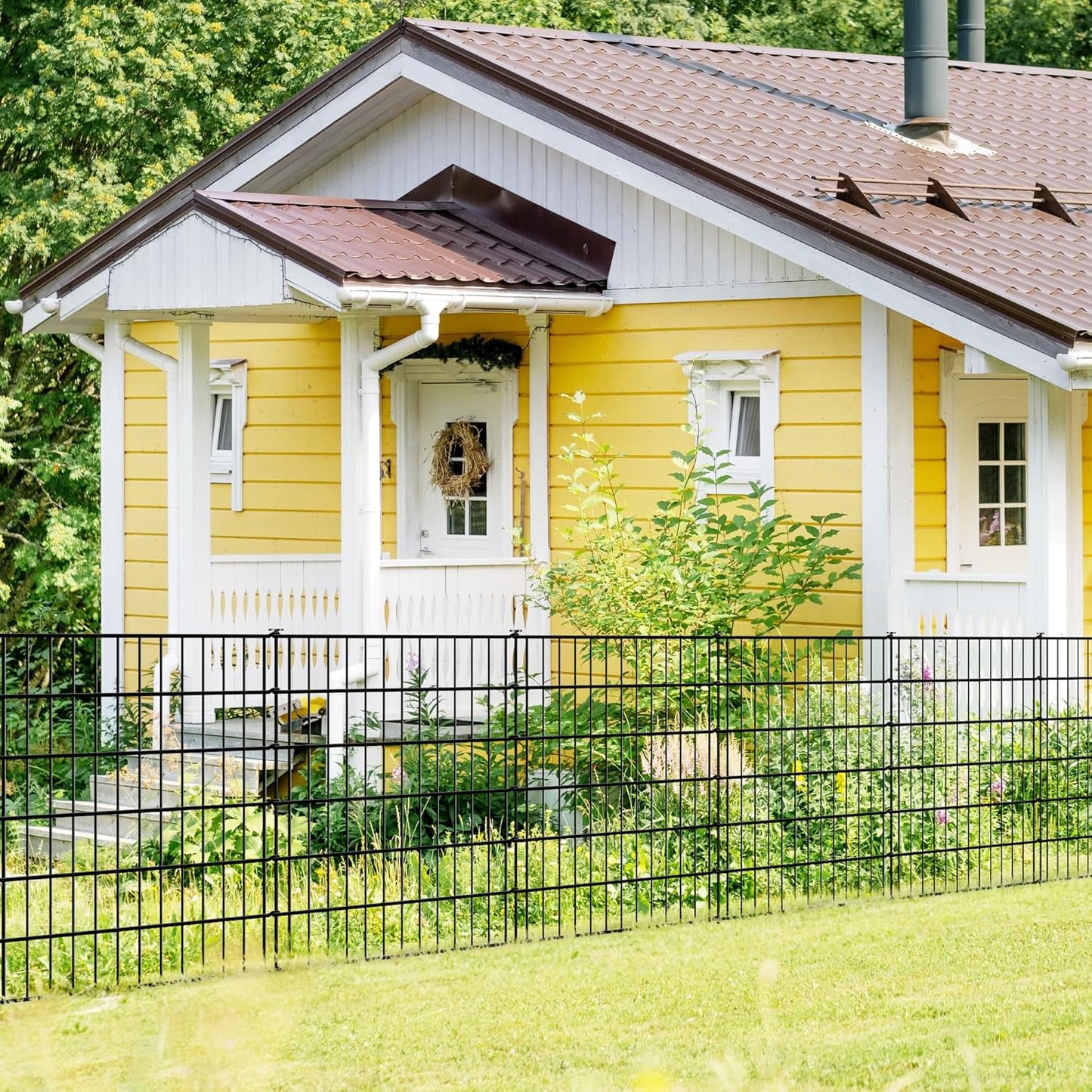 ARIFARO Decorative Garden Fence 5 Panels 32in(H) x28in(W) No dig Animal Barrier Fencing,Pet Fence Rustproof Metal Wire Fencing Panel Border for Dog,Rabbits, and Patio