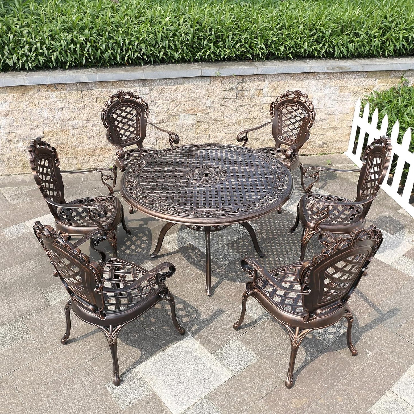 Outdoor Dining Chair Cast Aluminum Patio Chairs Set of 2 All-Weather Patio Dining Chair with Adjustable Feet for Backyard Garden (Avignon Chair)