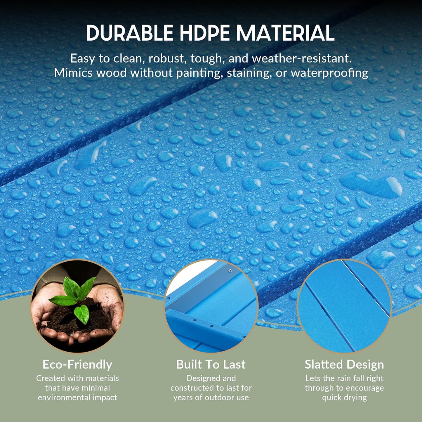 WestinTrends Malibu 55" Outdoor Patio HDPE Adirondack 2-Tier Shelf Console Table, Pacific Blue