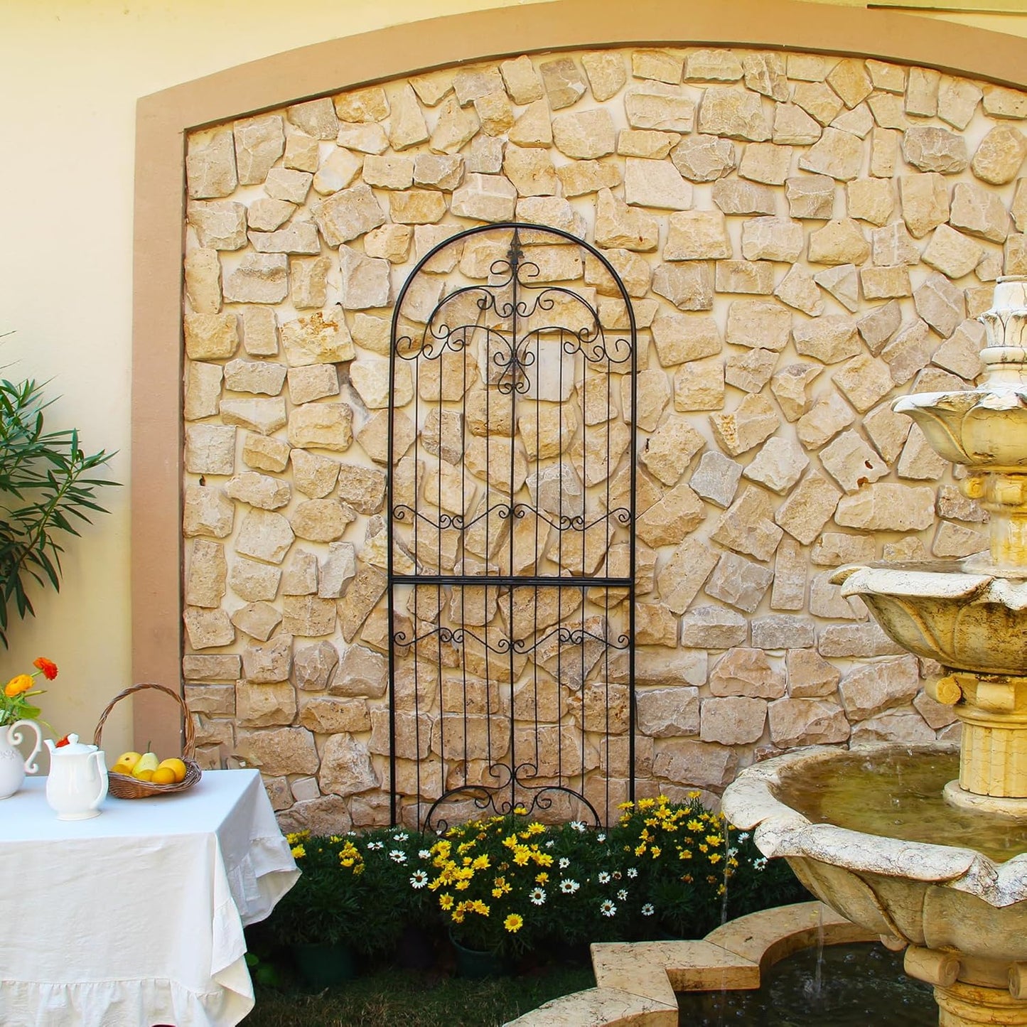 Trellis for Climbing Plants 86.6" H x 29.5" W Tall Garden Trellis Wrought Iron Heavy Scroll Metal Decoration Lawn Patio for Rose Clematis Ivy Weather Resistant