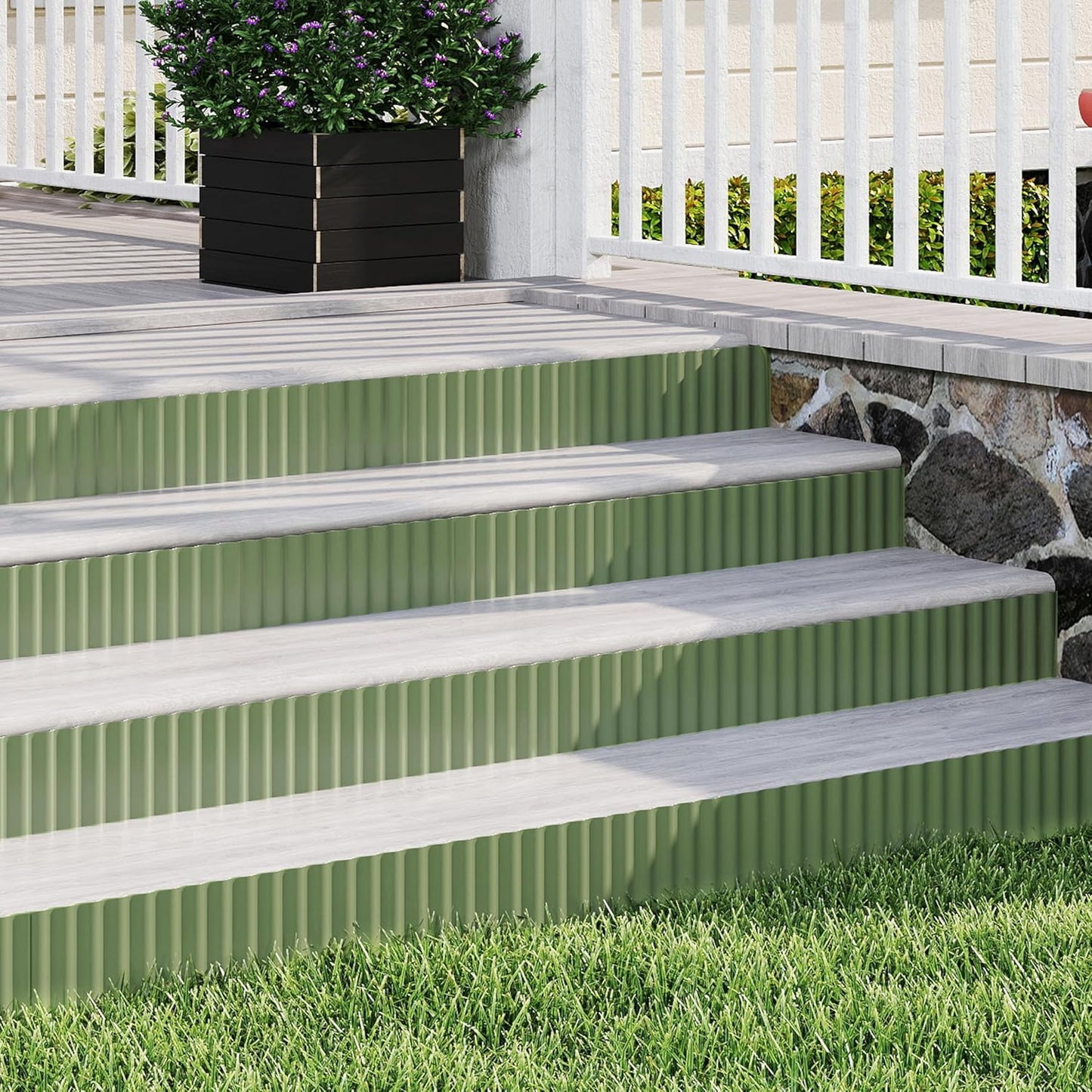 Metal Garden Edging Border, Corrugated Steel Landscaping, DIY for Lawn (Green, 10 Inch x 10FT)