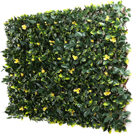 3rd Street Inn™ Leaf Trellis - Bamboo Greenery Panel - Boxwood and Ivy Privacy Fence Substitute - DIY Flexible Fencing (1, Yellow Rose Rattan)