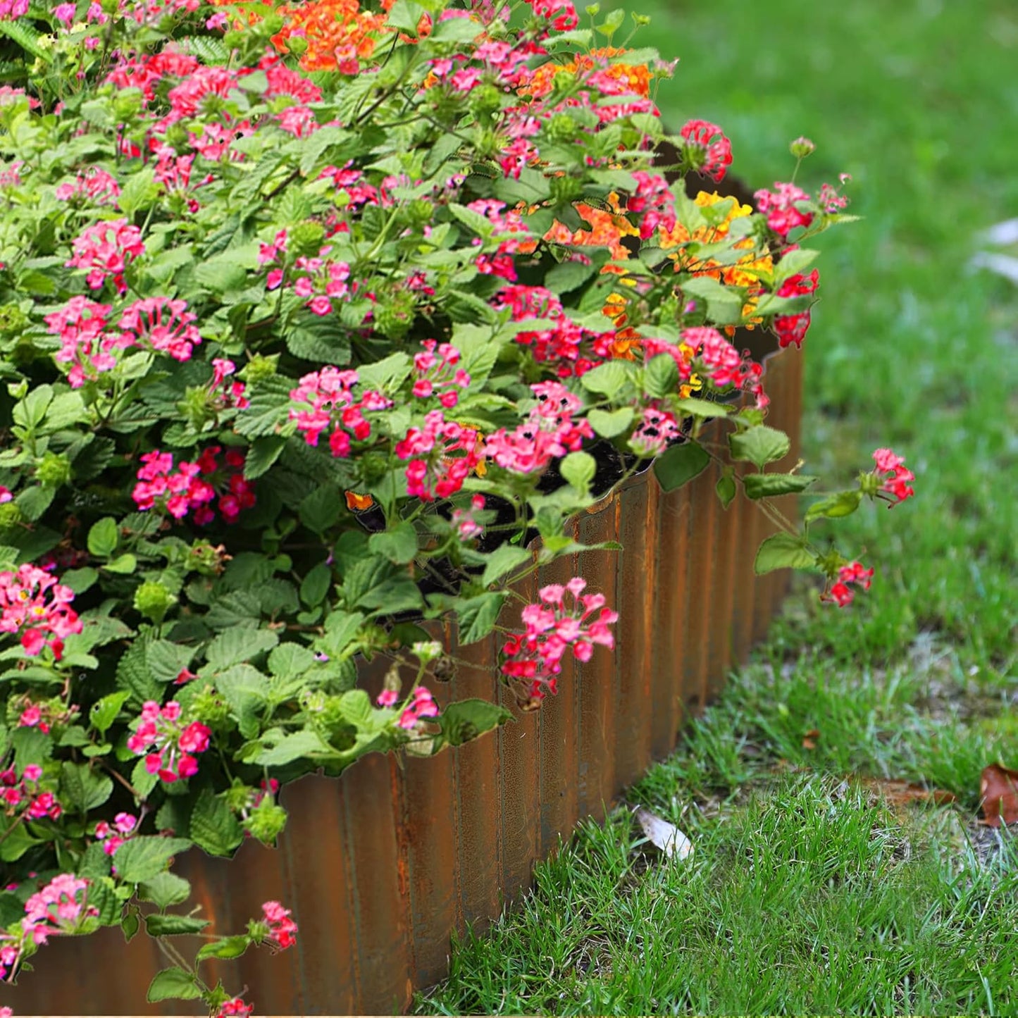 Worth Pre-Rusted Wide-Corrugated Garden Edging, 6" x20Ft Sturdy Steel Landscape Edging Bendable Metal Lawn Long Strips Border for Raised Flower Bed Tree Surrounds