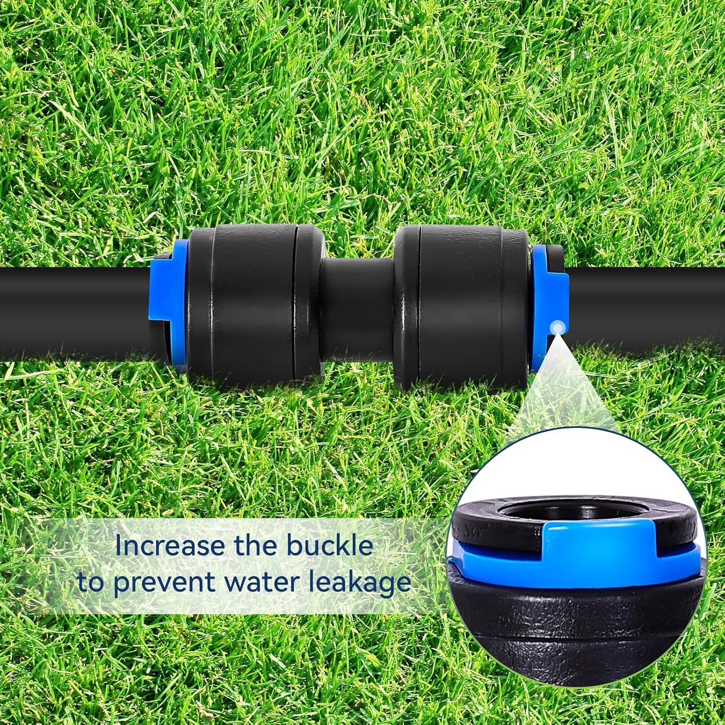 20 Pack 1/4" Drip Universal Straights Fitting Connectors, Quick Connect Universal Drip Irrigation Tubing Coupling Valve, Connector Locking Fitting for Sprinkler or Drip Irrigation System