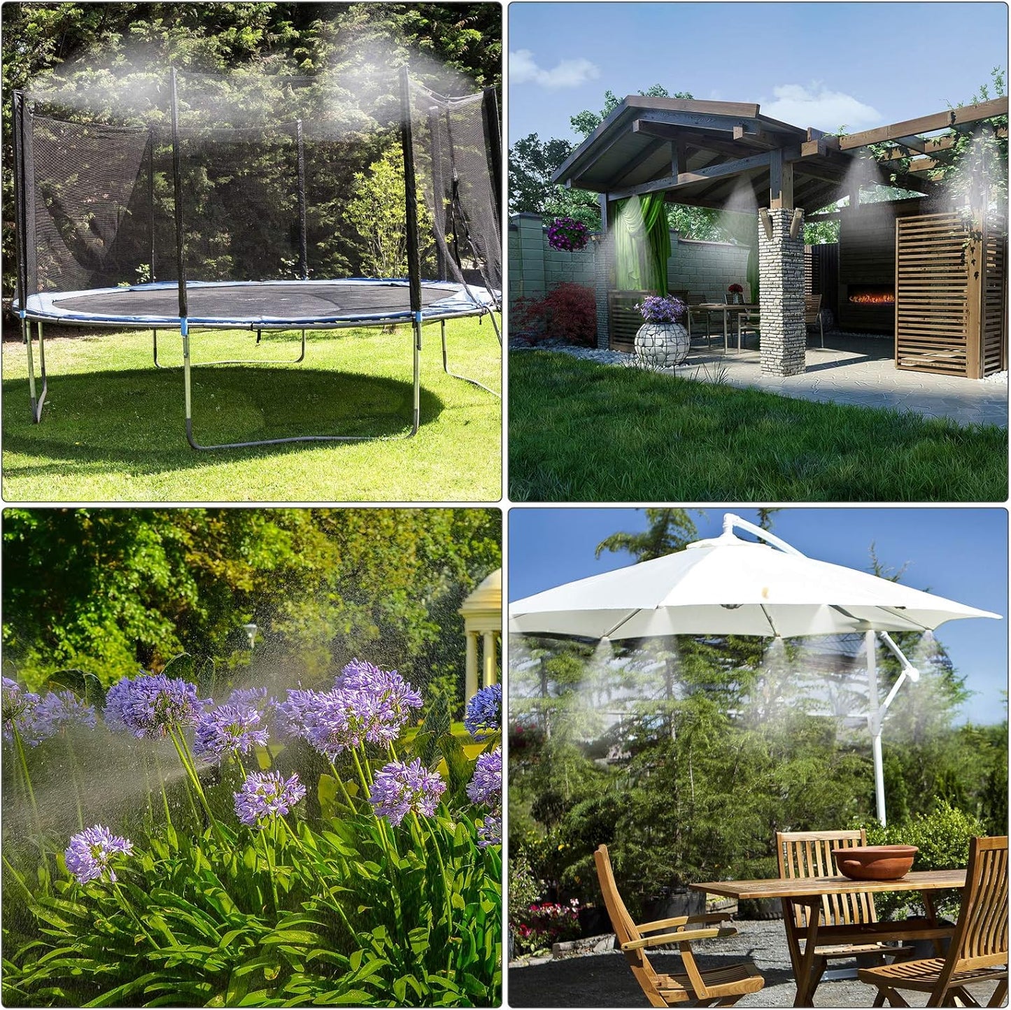Misting Cooling System, DIY 33FT(10M) Misting Line +10 Brass Mist Nozzles+ a Brass Connector(3/4'') Outdoor Mister System for Patio Waterpark Garden Trampoline Greenhouse