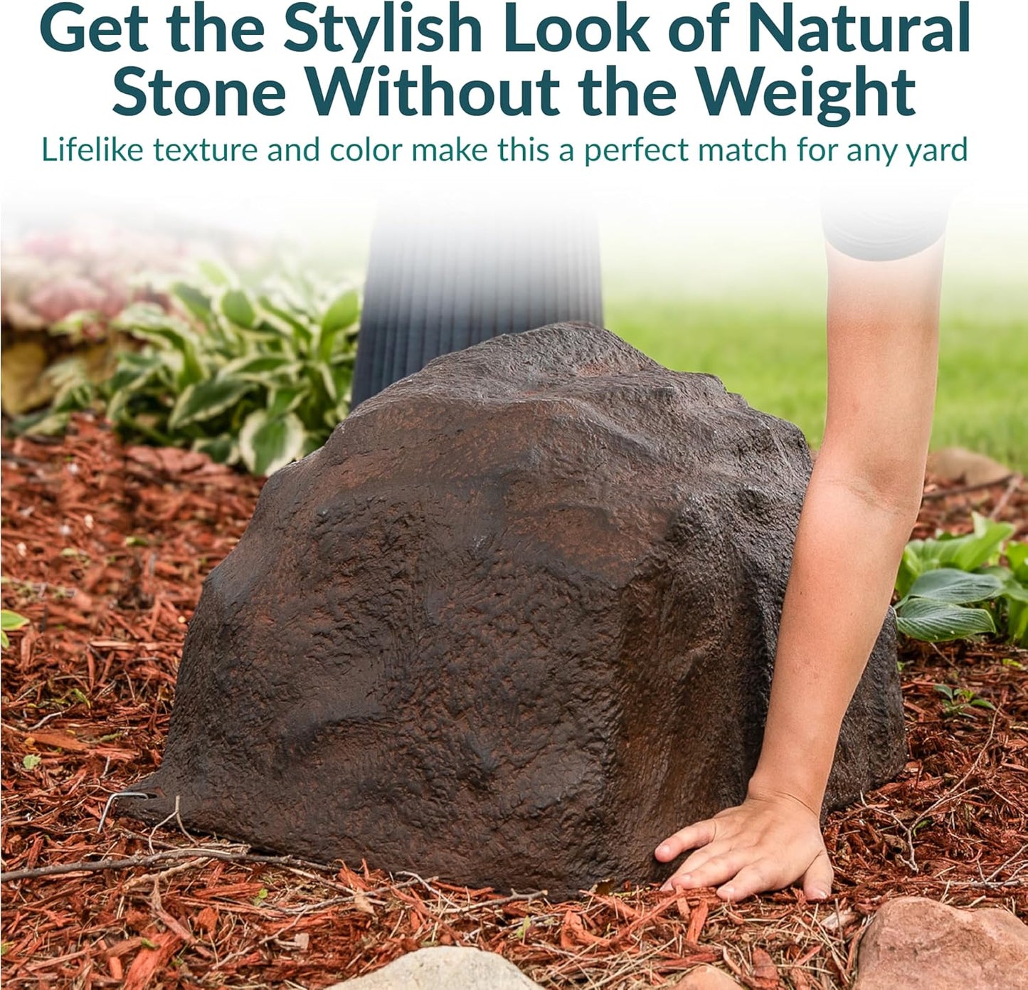 Sunnydaze 14” H Polyresin Faux Landscape Rock Cover - Lightweight Fake Rock Well Pump Cover for Outside - Brown