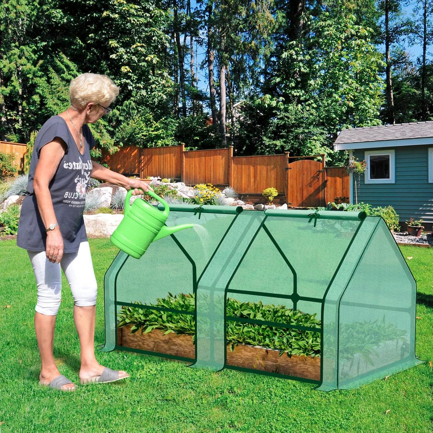 BPS 6x3x3 ft Mini Garden Greenhouse with 3 Dual Covers (PE & PVC & Mesh) Waterproof, UV-Protected Portable Grow Tent for Flowers, Vegetables, and Herbs in All Seasons